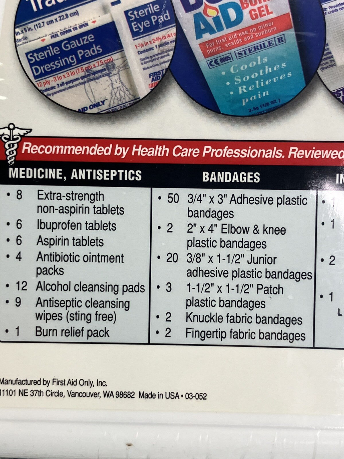 158 Piece First Aid Only FAO-134 Plastic Case All Purpose First Aid Kit in Case