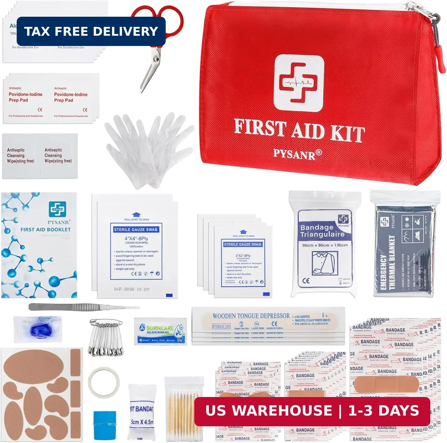 Small First Aid Kit, 150 Piece with Foil Blanket & Scissors, Mini First Aid Bag