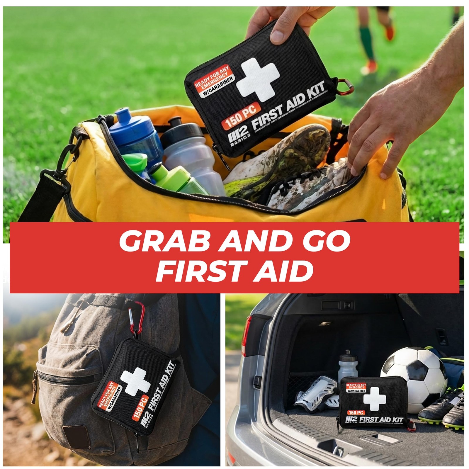 150 Piece Premium First Aid Kit, Compact Bag for Purse & Travel