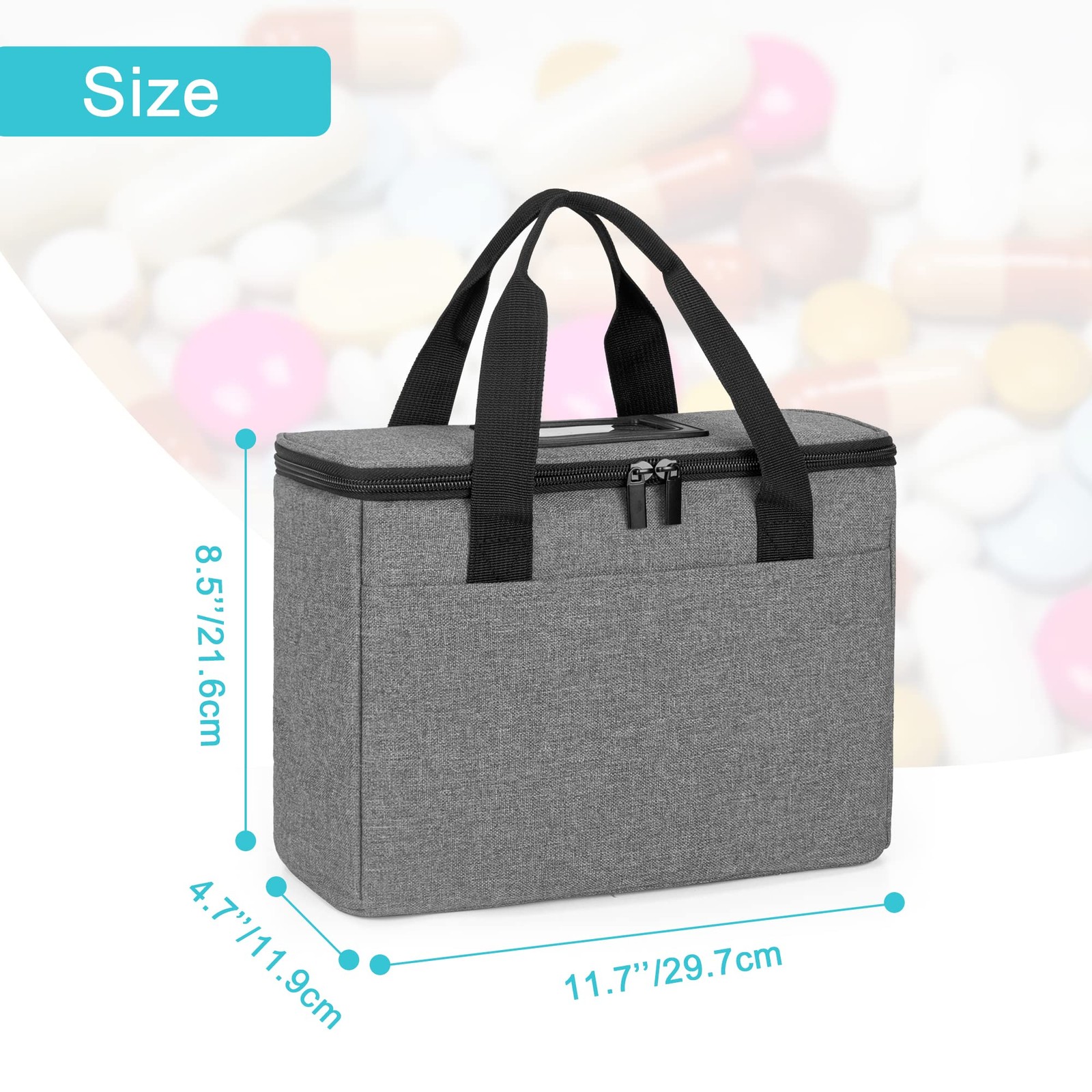 First Aid Bag Empty Small Medicine Storage Case, Insulated Medication Cooler …