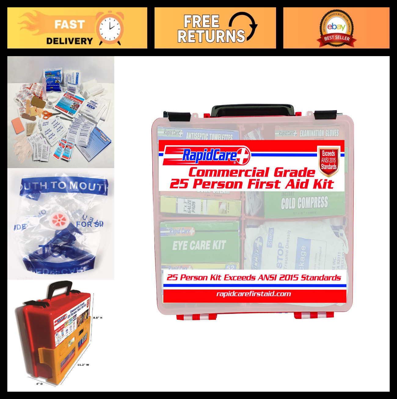 Premium 25 Person First Aid Kit – OSHA/ANSI Compliant, Wall Mountable, Commercia