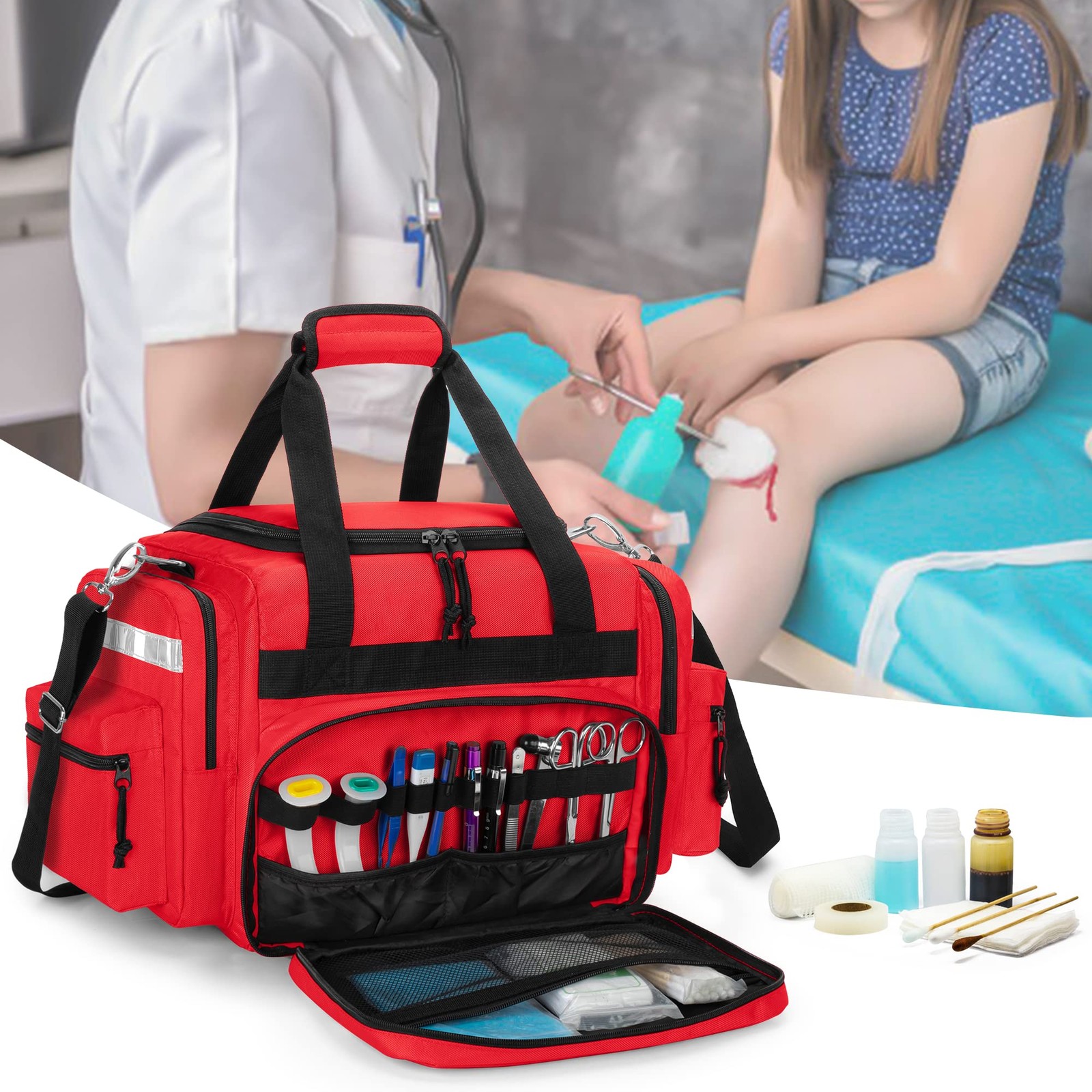 Damero Professional Medical Bag Empty First Responder Trauma with Detachable