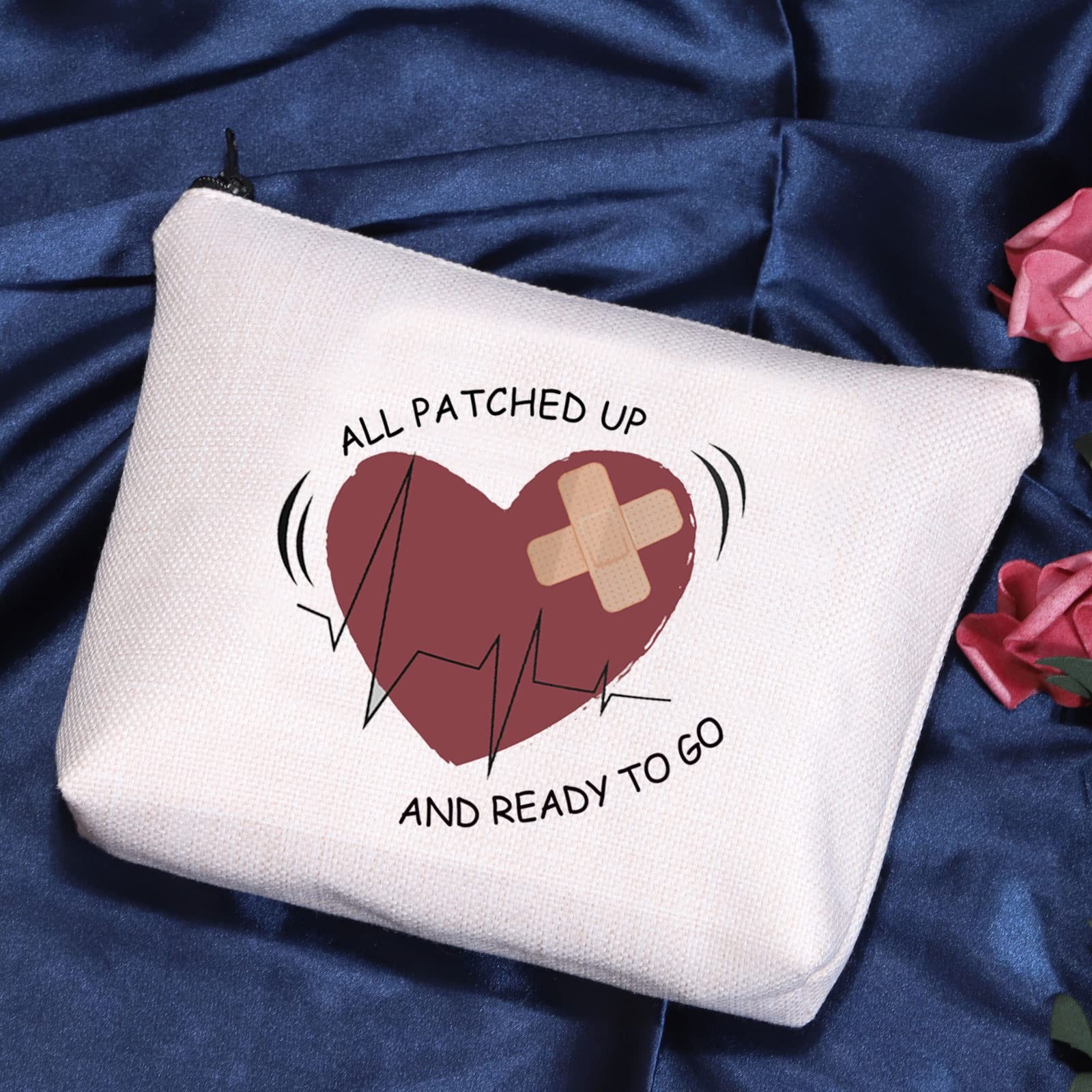 POFULL Heart Warrior Cosmetic Bag – Open Surgery All Patched up bag