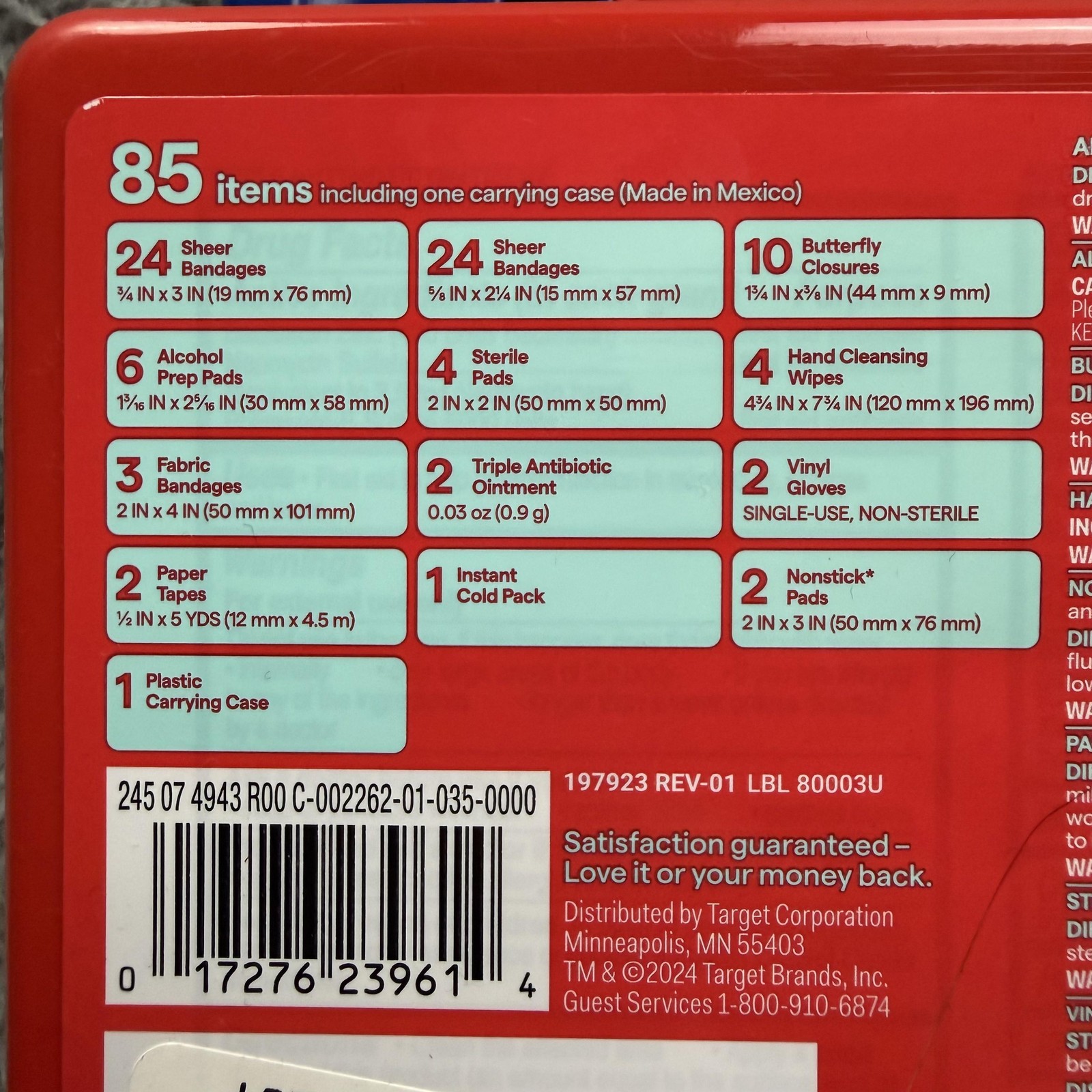 Up & Up First Aid Kit Compact 85 Piece Assorted Lot 2 Emergency Red New