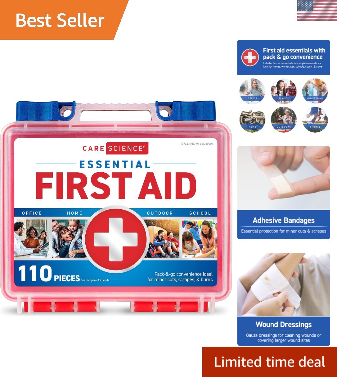 First Aid Kit, 110 Pieces | Professional Use for Travel, Work, School, Home, …