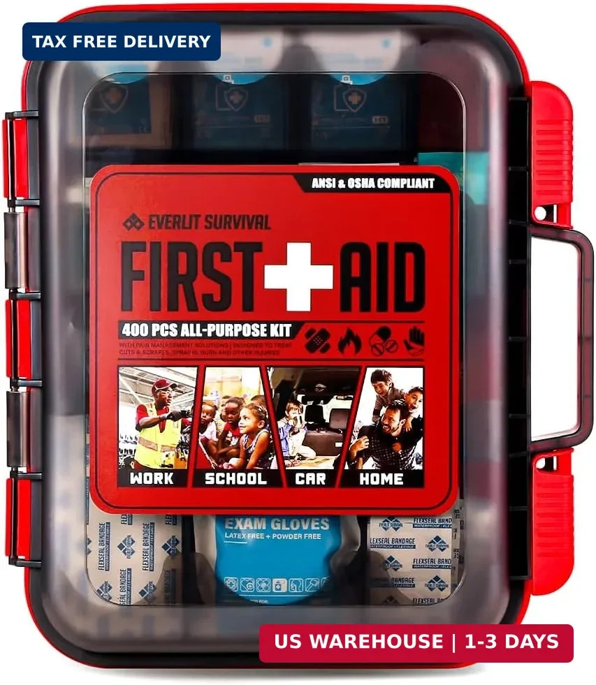 EVERLIT 400 Pcs OSHA/ANSI Compliant First Aid Kit Type III Class A Medical Kit P