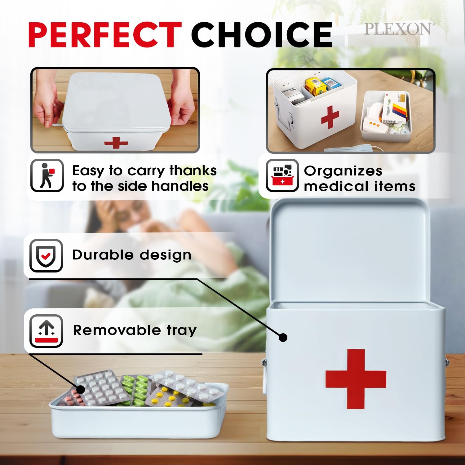 8.5" Metal First Aid Box Empty, Medicine Storage Bin with Lid, Emergency Supp…