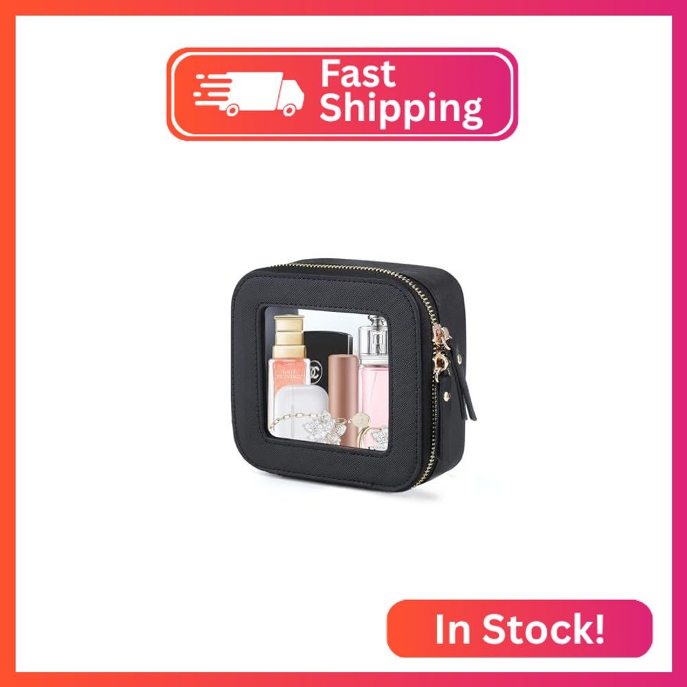 ELIZAHOME Small Makeup Bag, Travel Toiletry Bag, Mini Double-Sided Clear Waterpr