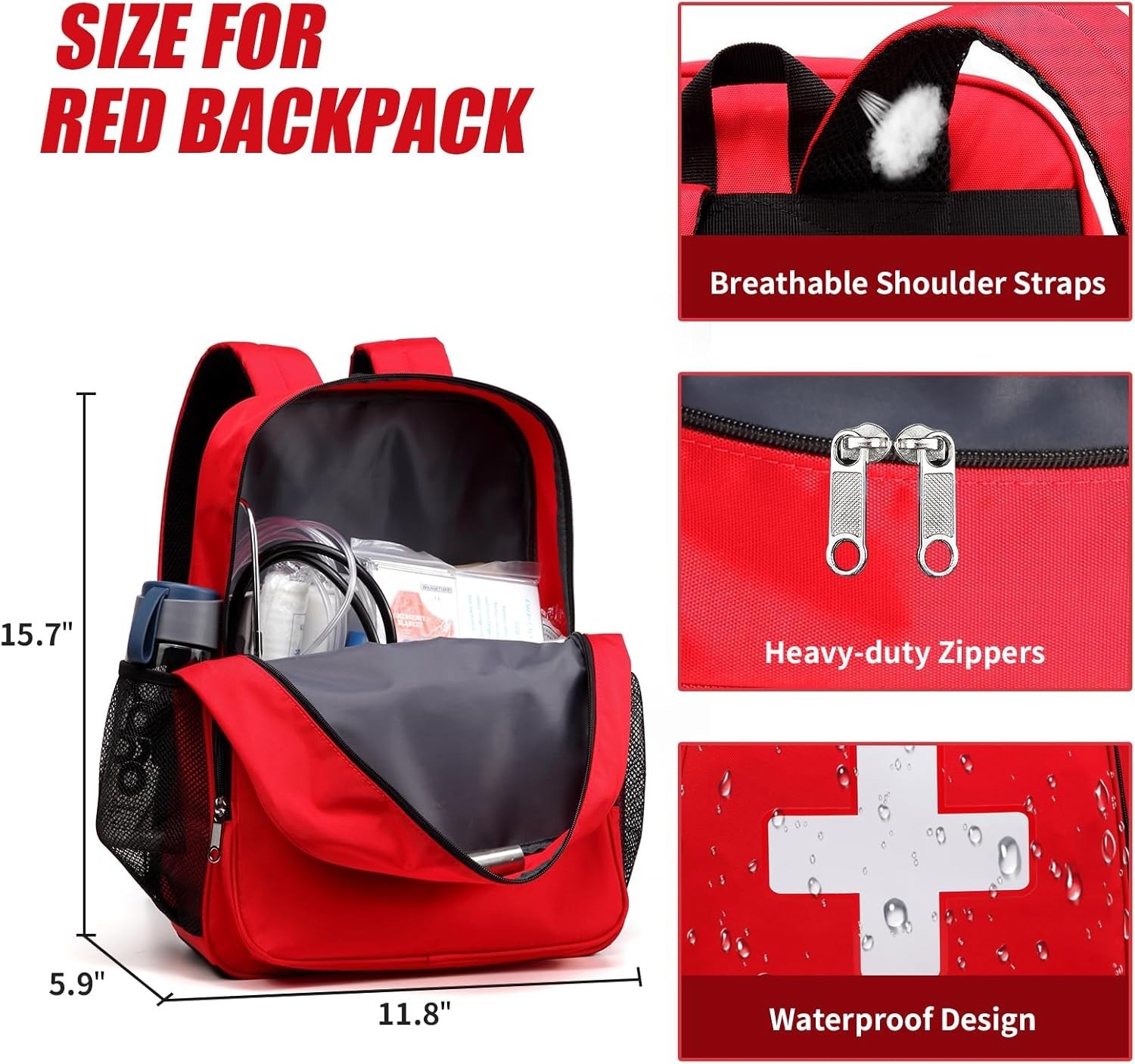 First Aid Backpack Emergency Medical Empty Waterproof Survival First Responde…