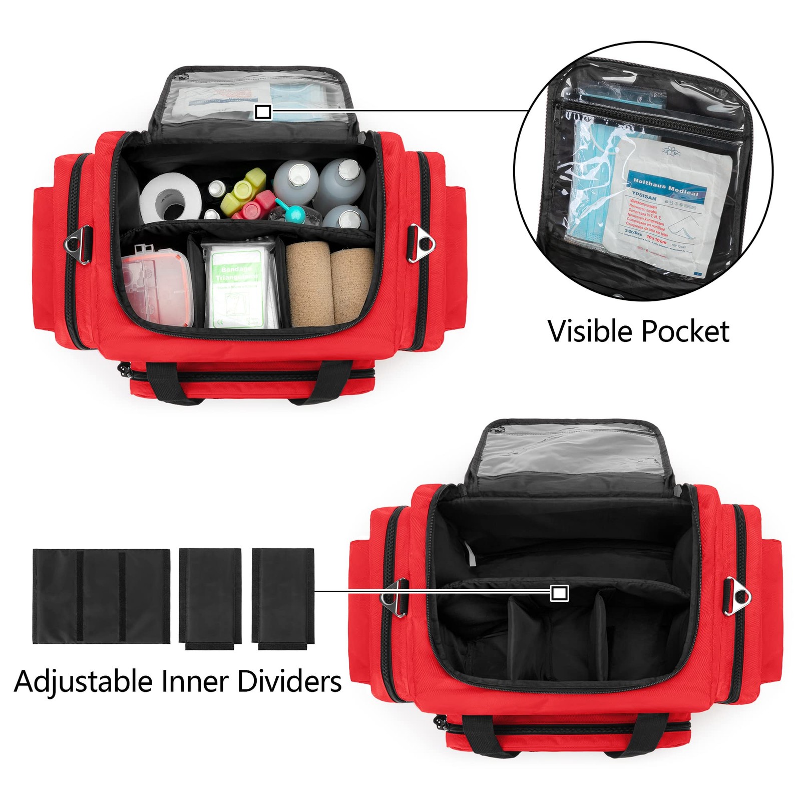 Damero Professional Medical Bag Empty First Responder Trauma with Detachable