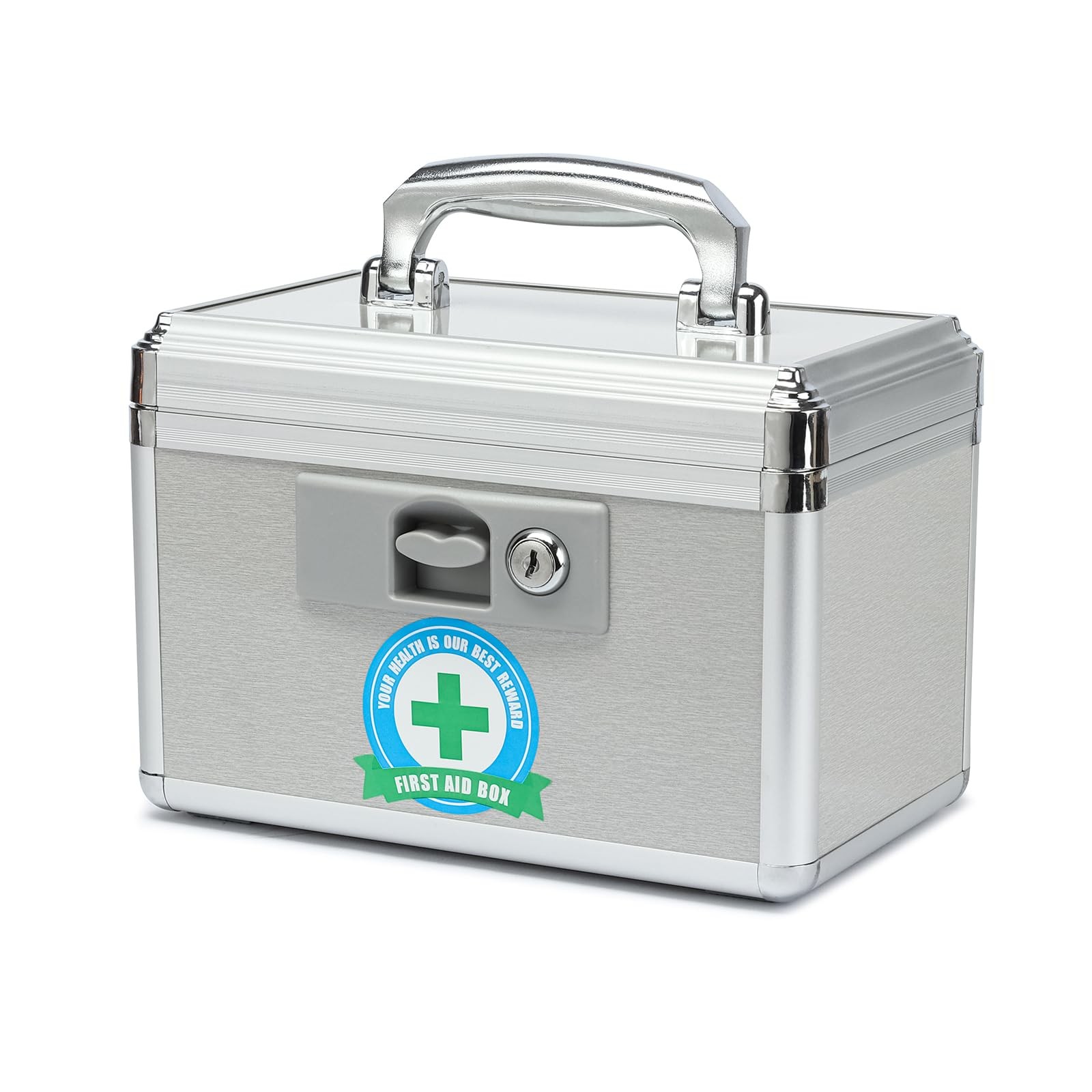 Hewei Portable Lock First Aid and Medicine Storage Small (Pack of 1), SILVER