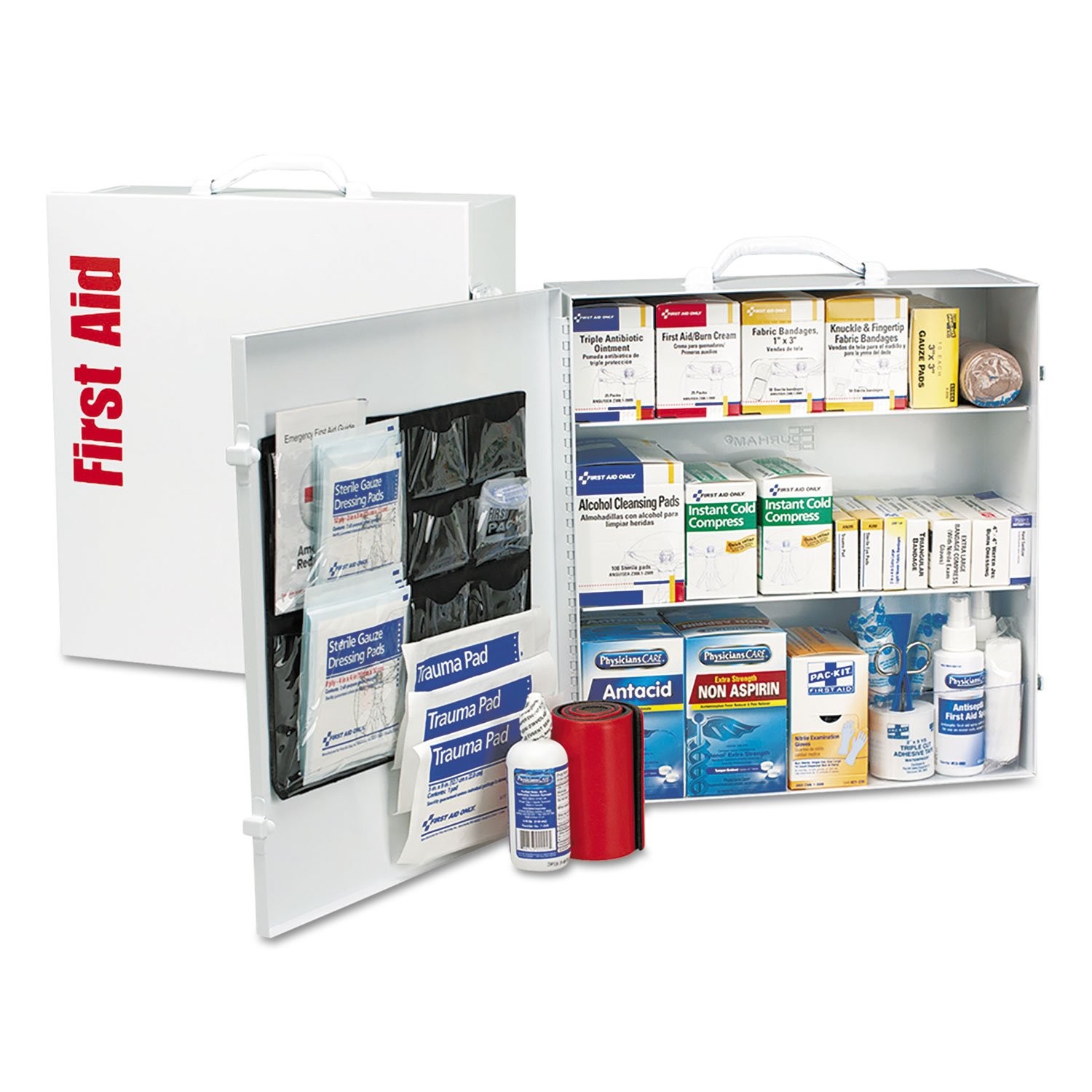 First Aid Only 90575 3-Shelf ANSI B+ and OSHA-Compliant 100 People, White