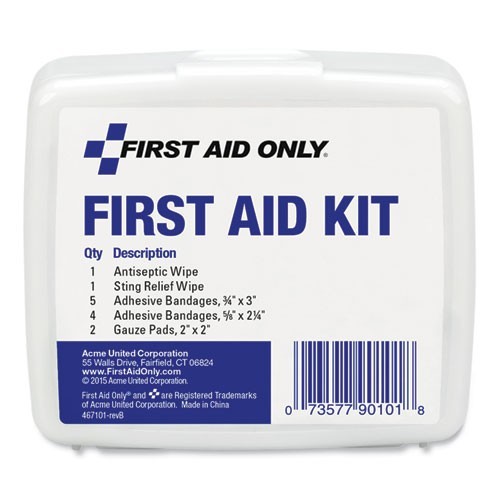 First Aid Only First Aid On the Go Kit, Mini, 13 Pieces, Plastic Case, 4 Kits/PK