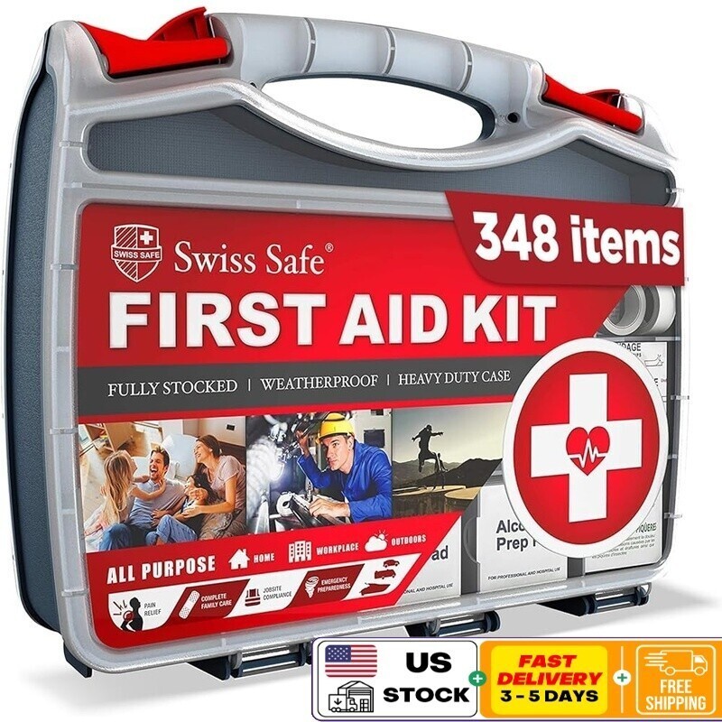 2-in-1 First Aid Kit Comprehensive Emergency Supplies Car Travel Home Camping US