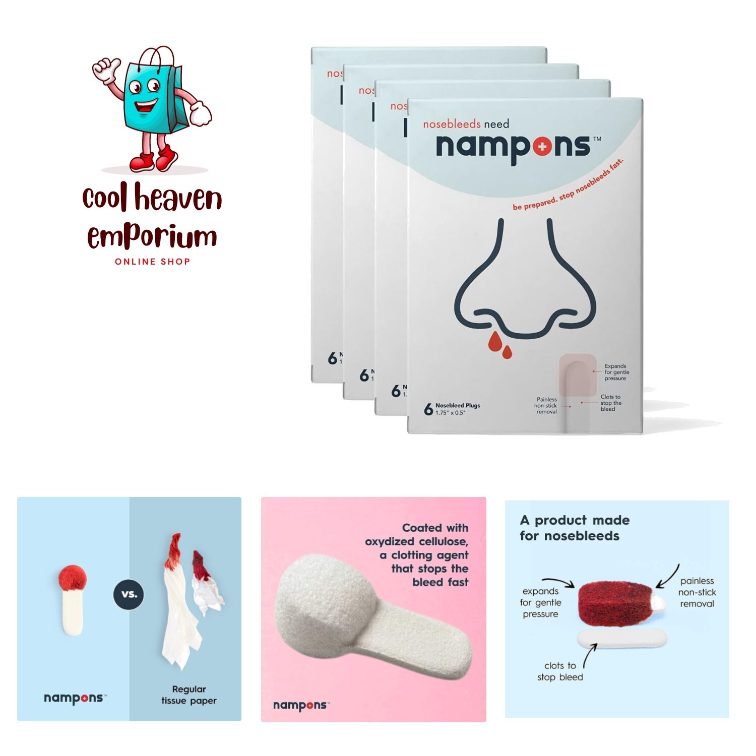 Nosebleed Stoppers – 24 Nose Bleed Plugs with Clotting Agent to Stop Noseblee…