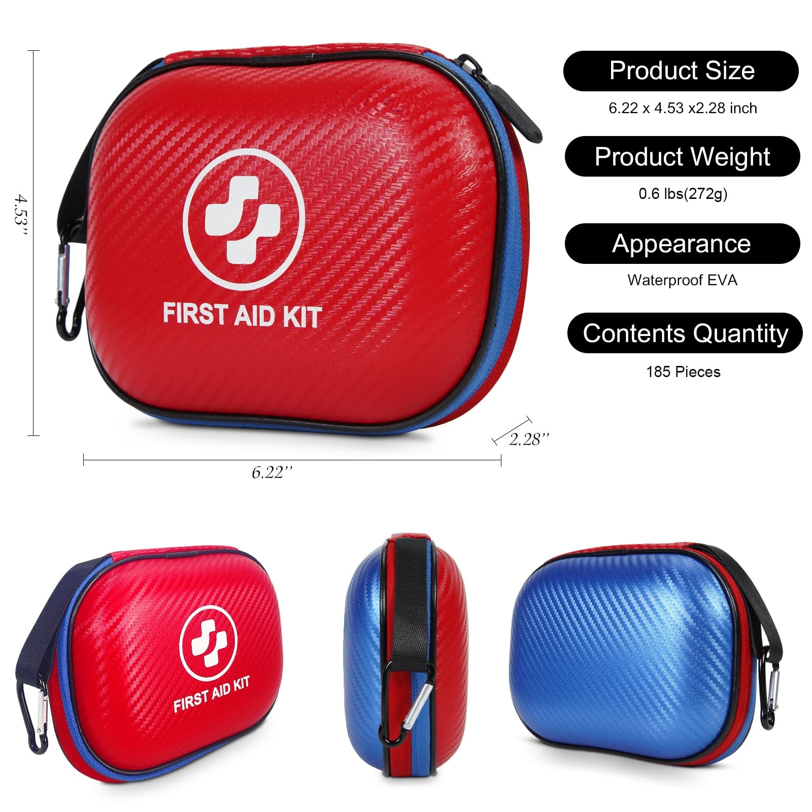 Small First Aid Kit – 185 Pieces Waterproof Emergency Kit for Home, Car, Offi…