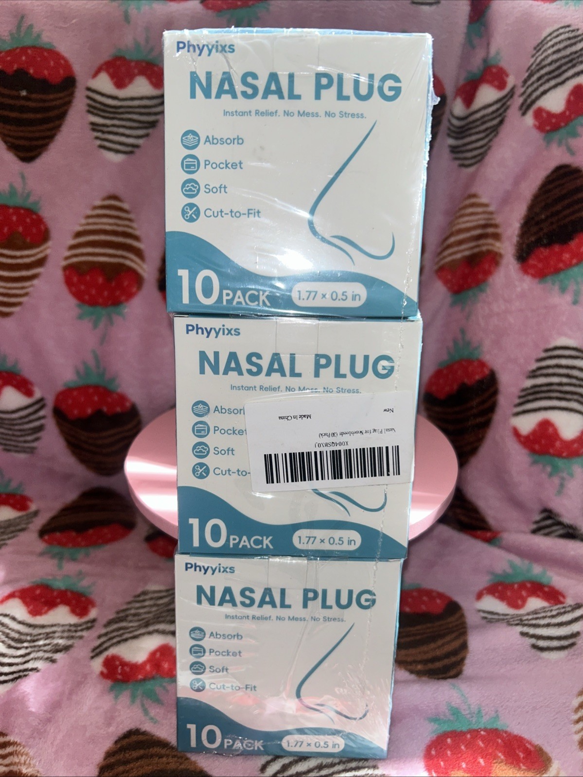 Pack of 3, Nasal Plug 10 Count, Absorb-Pocket-Soft-Cut-to-Fit, Nosebleeds