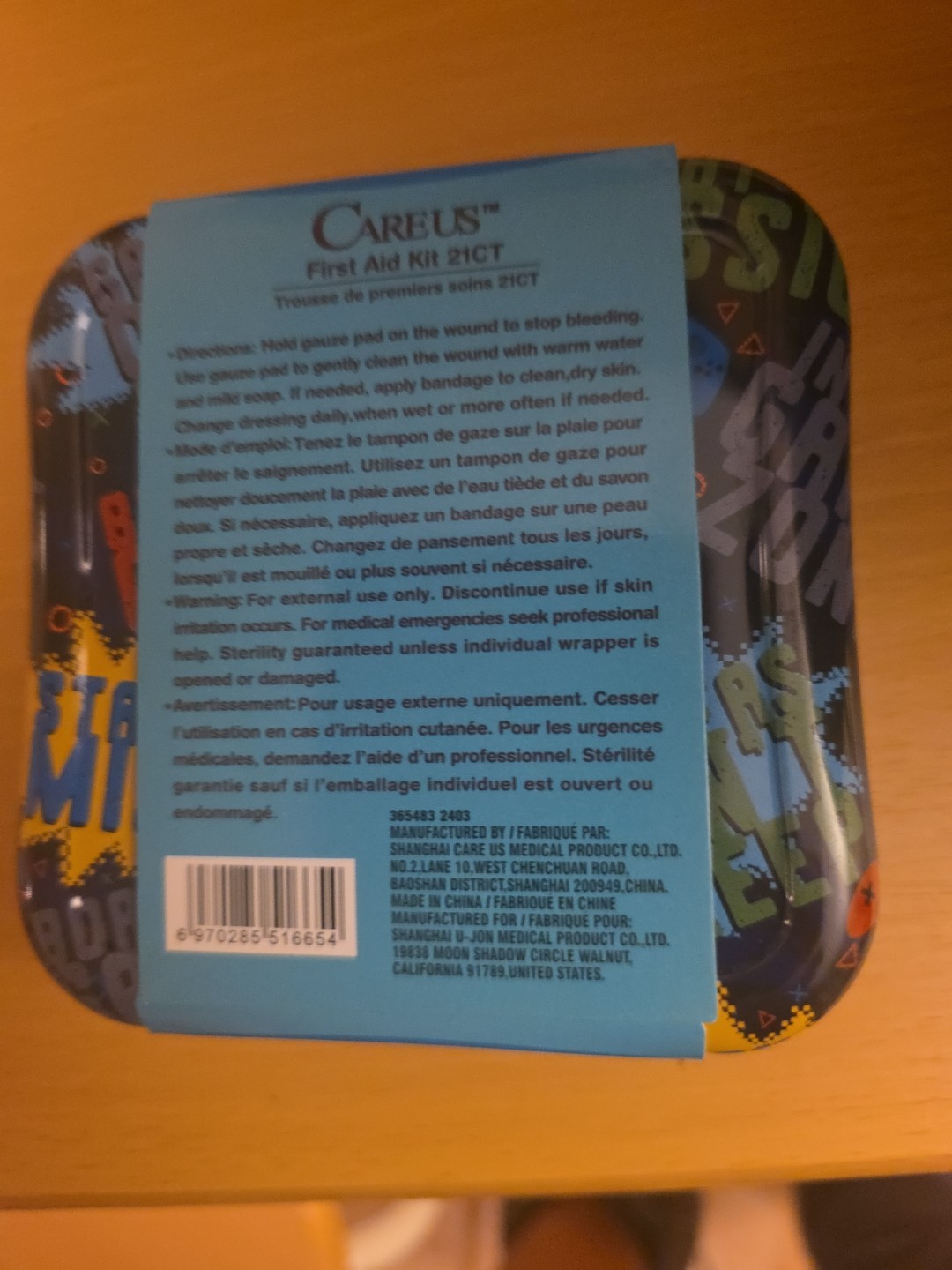 Careus Child First Aid Kit 21ct in GAMING Design Reusable Metal Tin