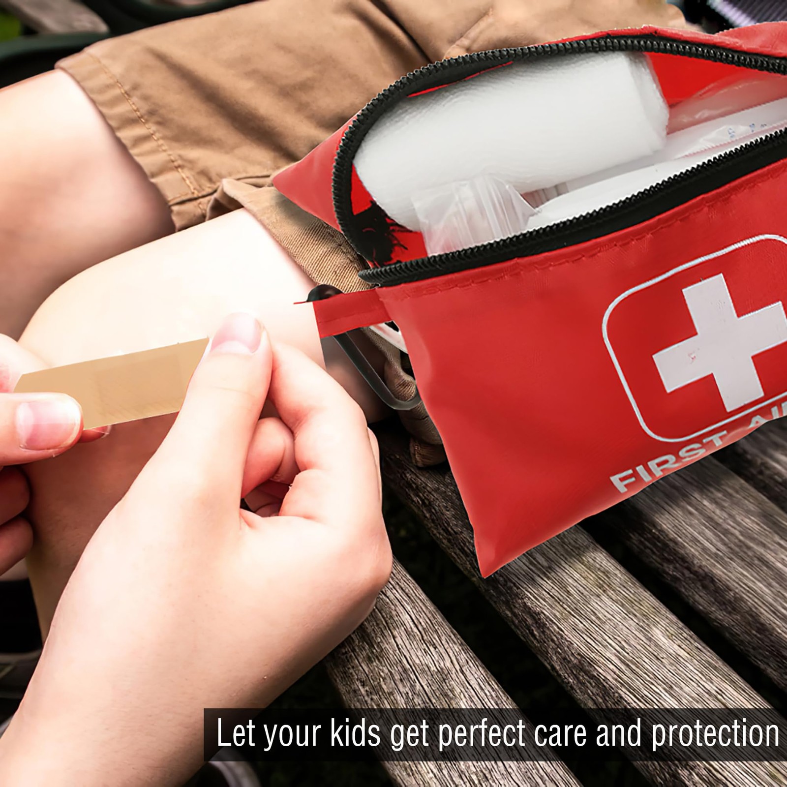VirKech Small Emergency First Aid Kit Including 166 Pieces of 166 PCS, Red