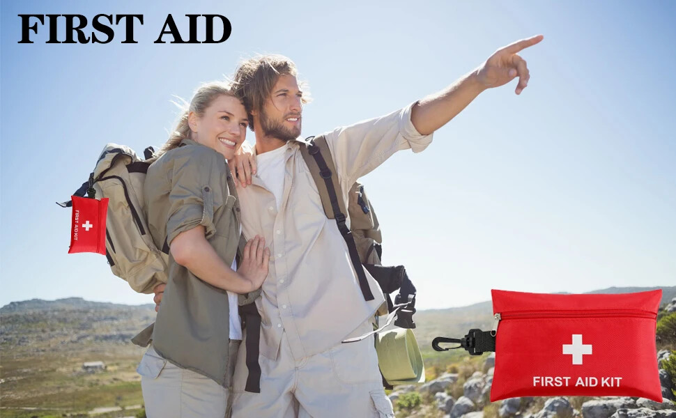 First Aid Kit Complete, 104Pcs Water-Resistant Hard Shell Small Case For Travel
