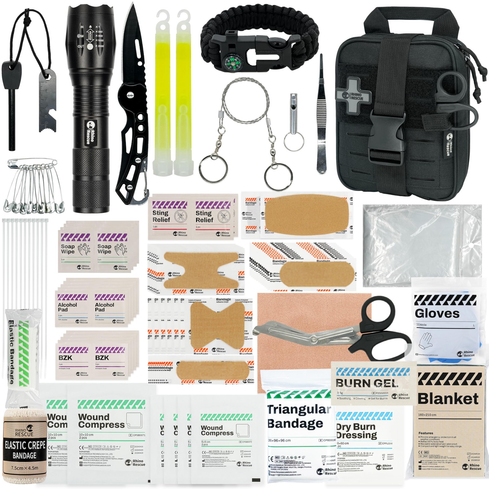 RESCUE Survival First Aid Kit, HSA/FSA Eligible, Emergency Kit Molle Pouch IFAK