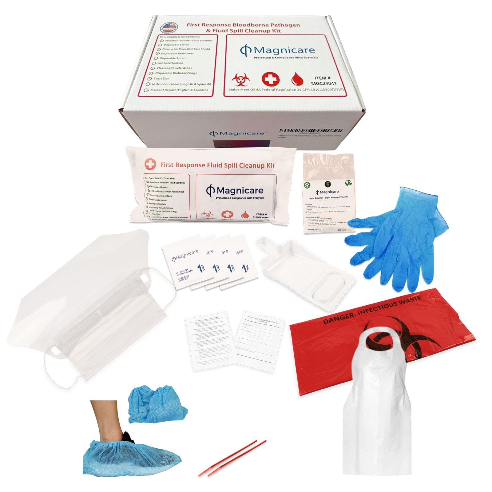 Comprehensive Bodily Fluid Clean Up Kit – OSHA Compliant Spill Response Pack for