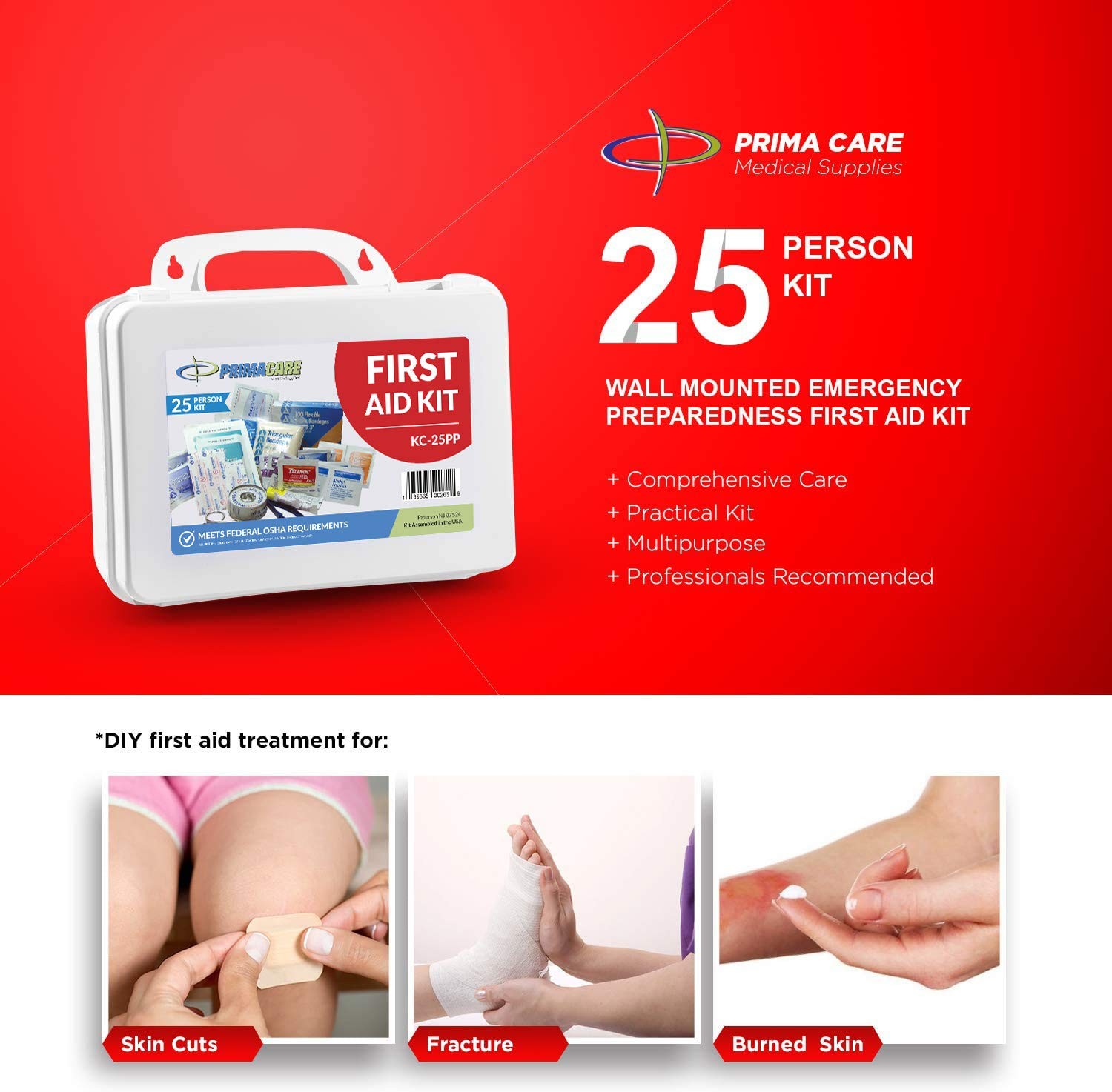 Primacare KC-25PP 25 Person Compact First Aid Kit 1 Count (Pack of 1), White