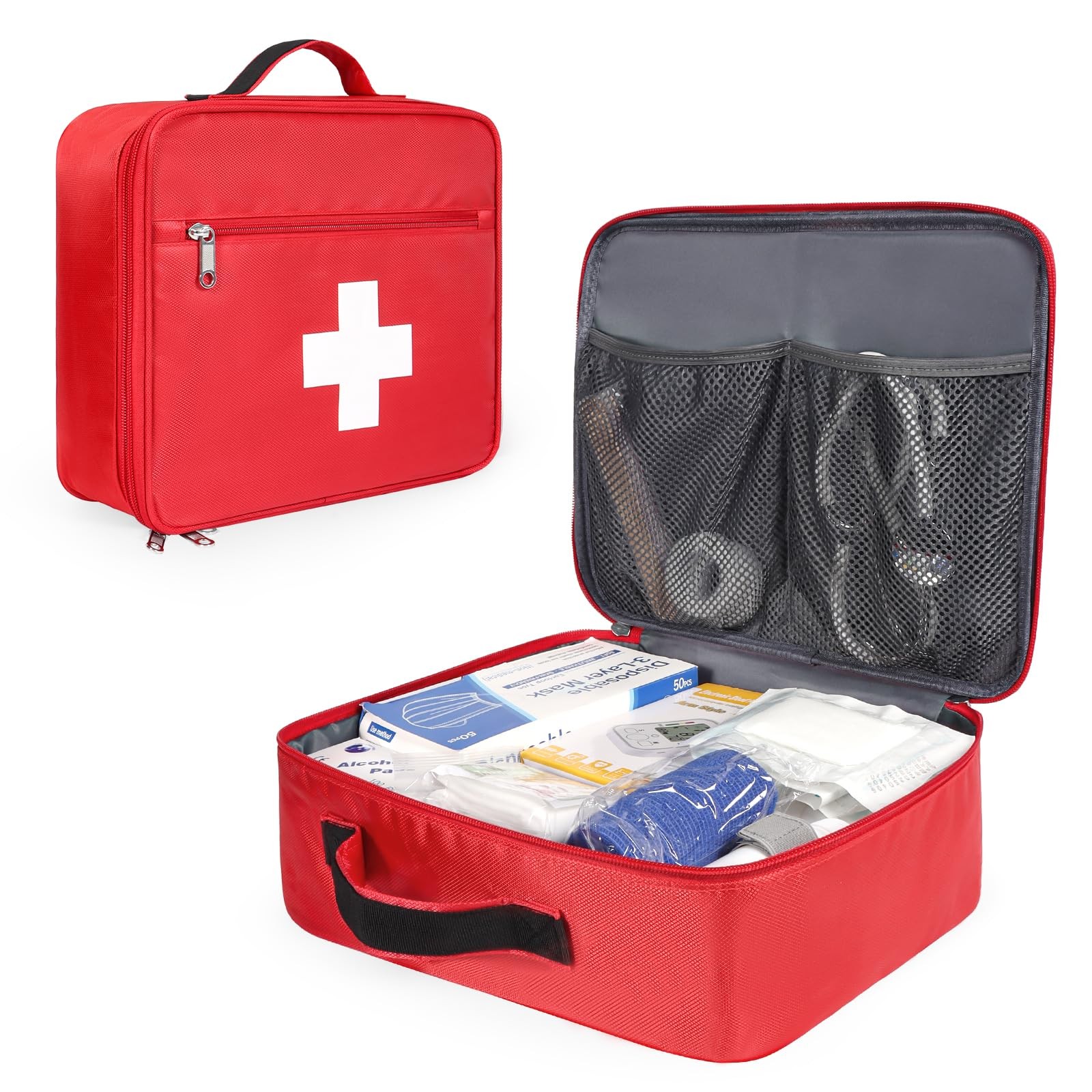 First Aid Bag Empty Emergency Treatment Medical Bags Multi-Pocket for Home Sc…