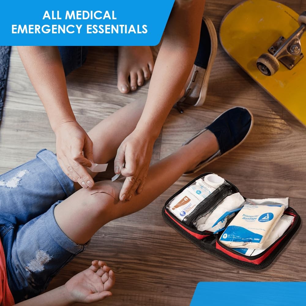 Primacare KB-7411 45 Piece Personal First Aid Kit, 6"x4"x1", with Red