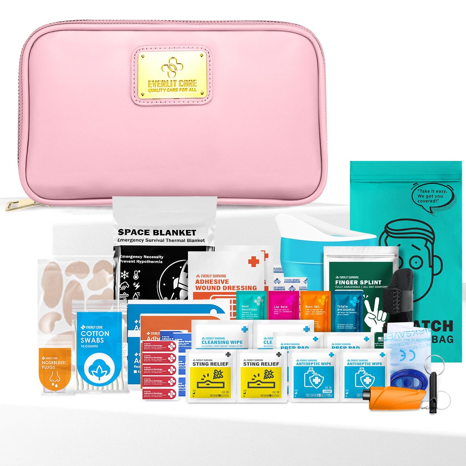 Car First Aid Kit 104 Pieces Emergency Supplies Window Breaker – Family Travel