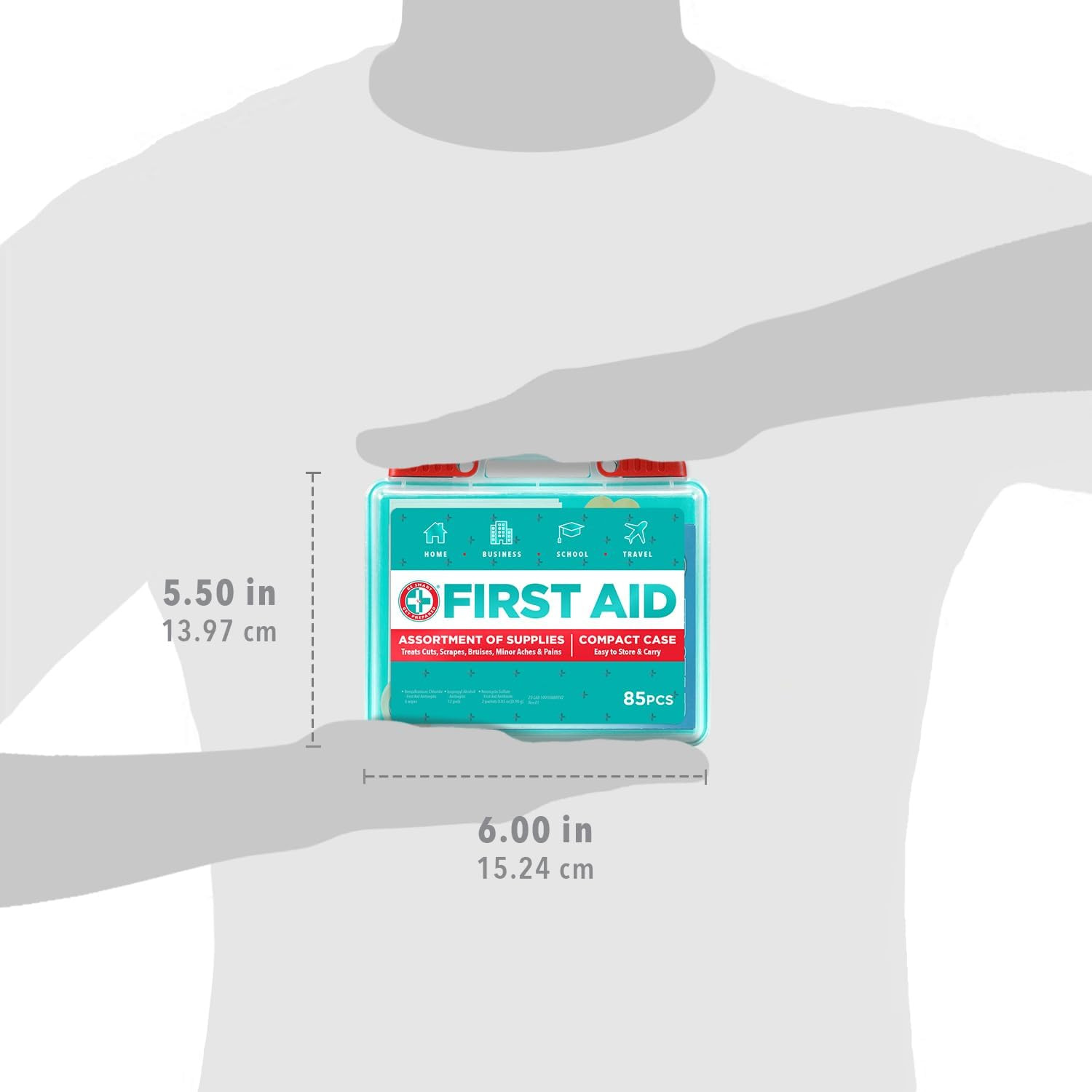 85 Piece First Aid Kit: Clean, Treat, Protect Minor Cuts, Scrapes. Home, Office,