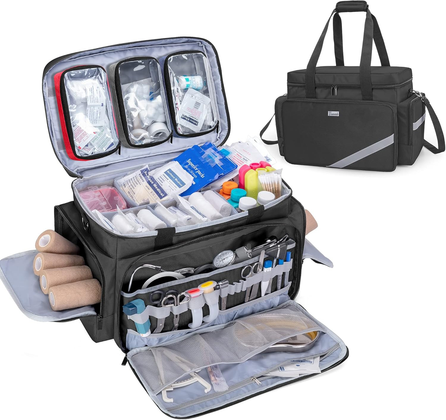 Trunab First Aid Bag Empty, Professional Medical Bag Emergency Responder Trauma