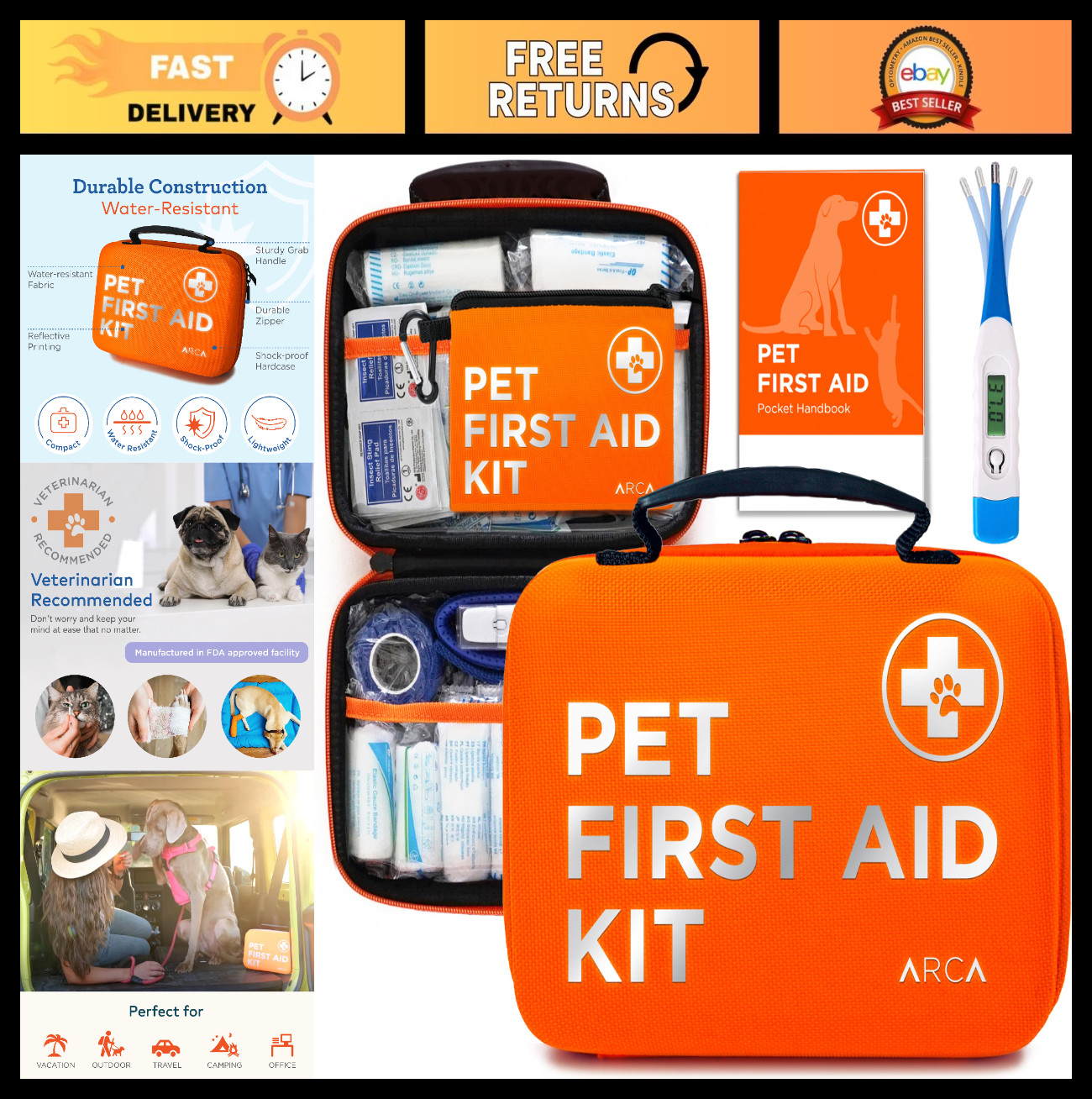 Pet First Aid Kit for Cats & Dogs – Emergency Essentials for Home, Travel & Camp