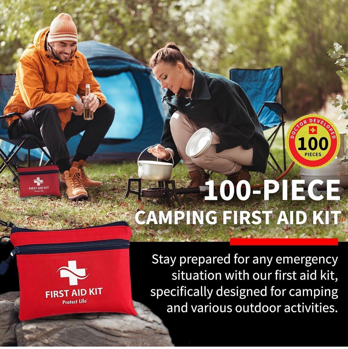 100pcs Survival First Aid Kit | Camping Hiking Emergency Travel