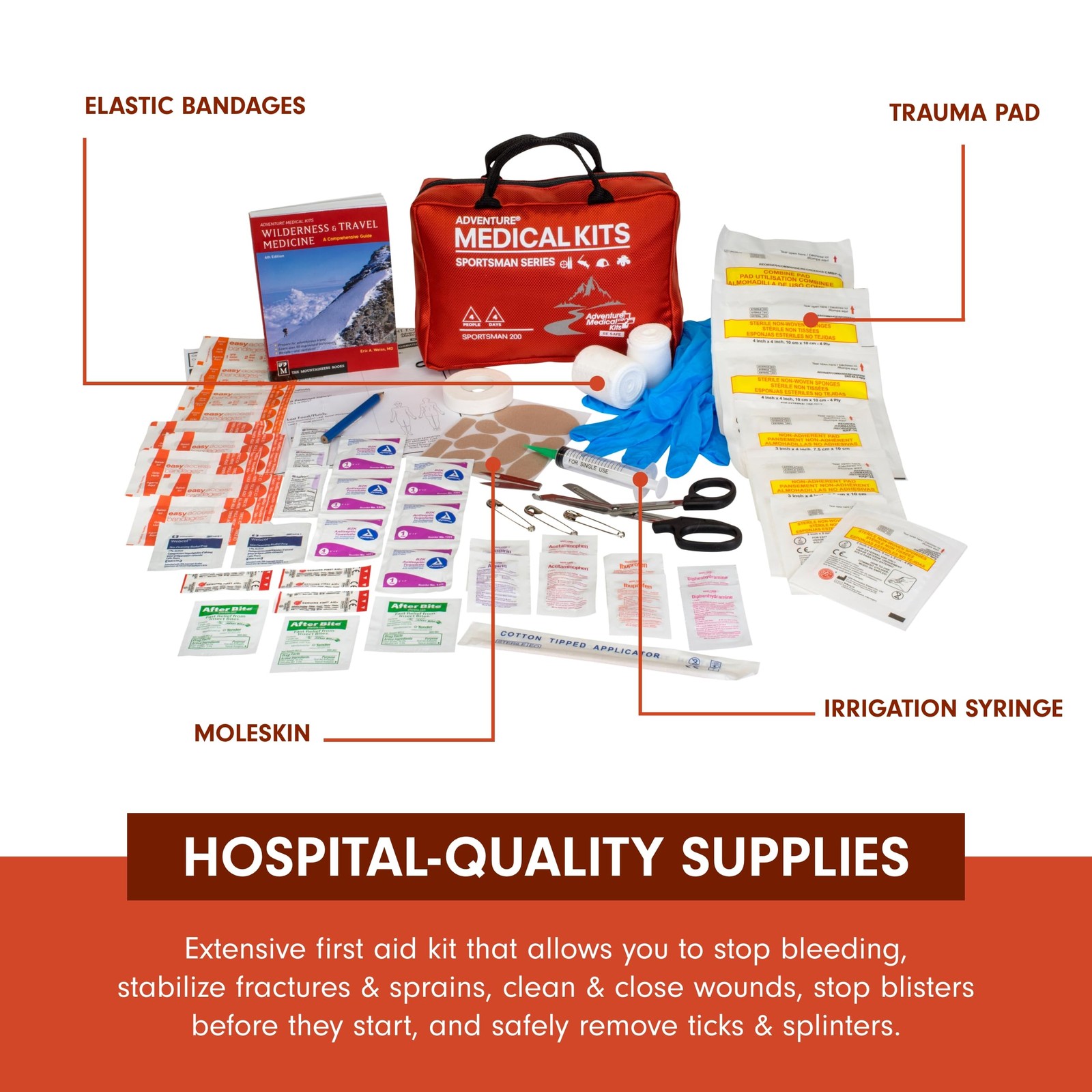 Adventure Medical Kits Sportsman Series 200 Outdoor First Aid Kit – 82 Pieces