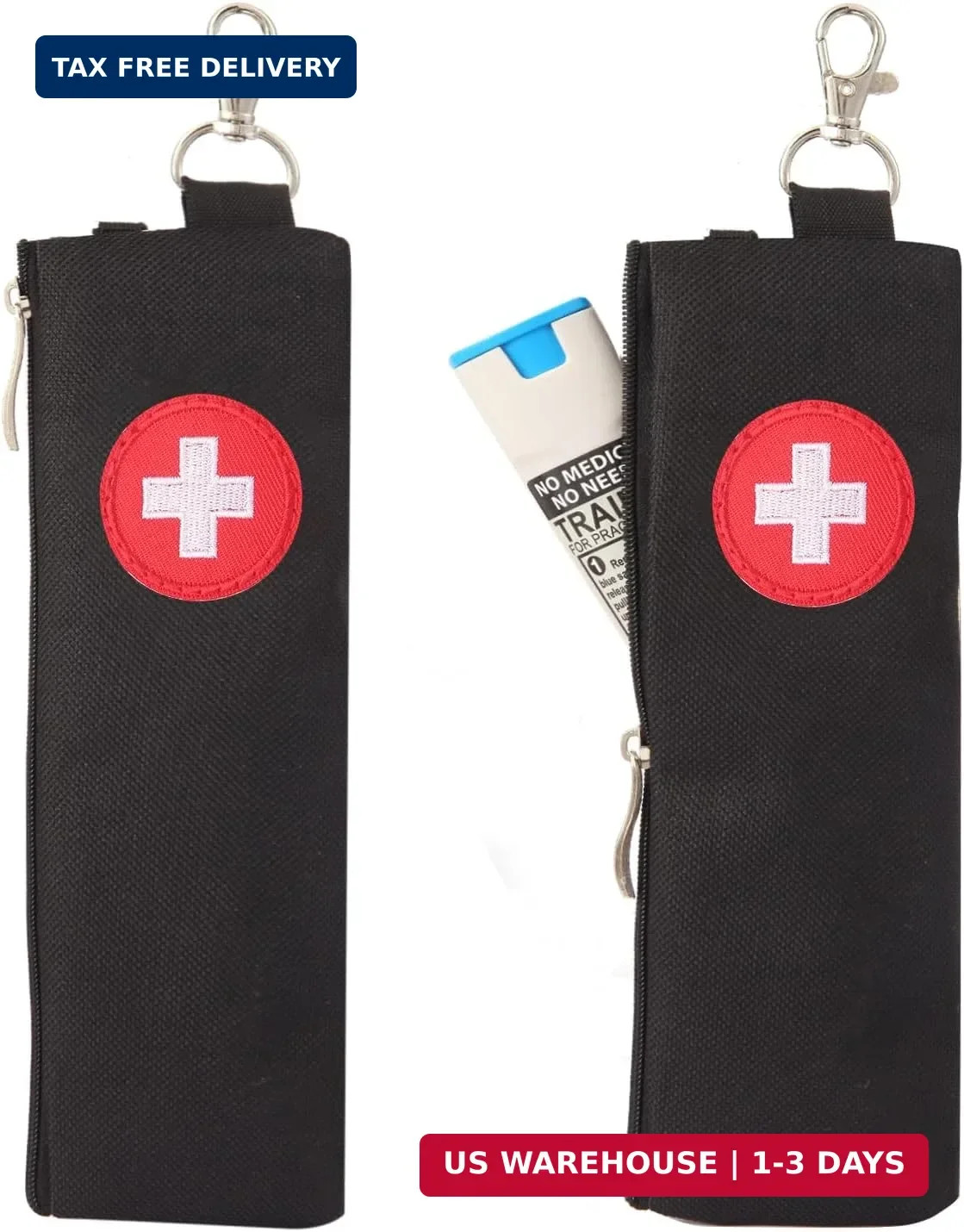 EpiPen Carrying Case, 2 Pack Emergency Medical Bag with Carabiner, Medicine Bag