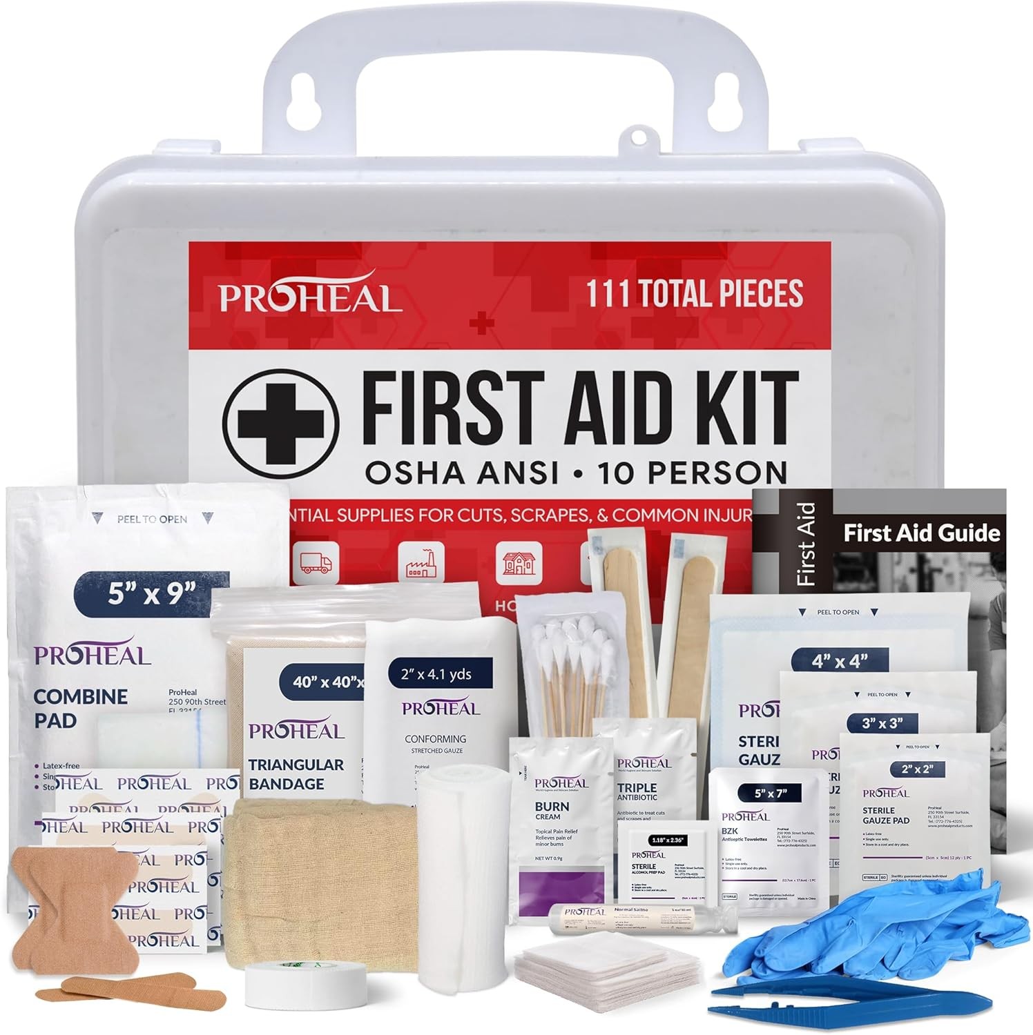OSHA Compliant First Aid Kit – 10 Person, Type III, ANSI Class A, 111 Pieces for