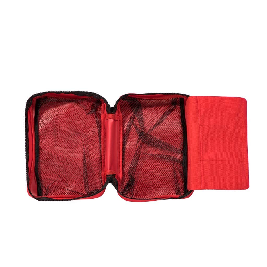 Jipemtra Red First Aid Bag Empty Travel 1 Count (Pack of 1), with Folders