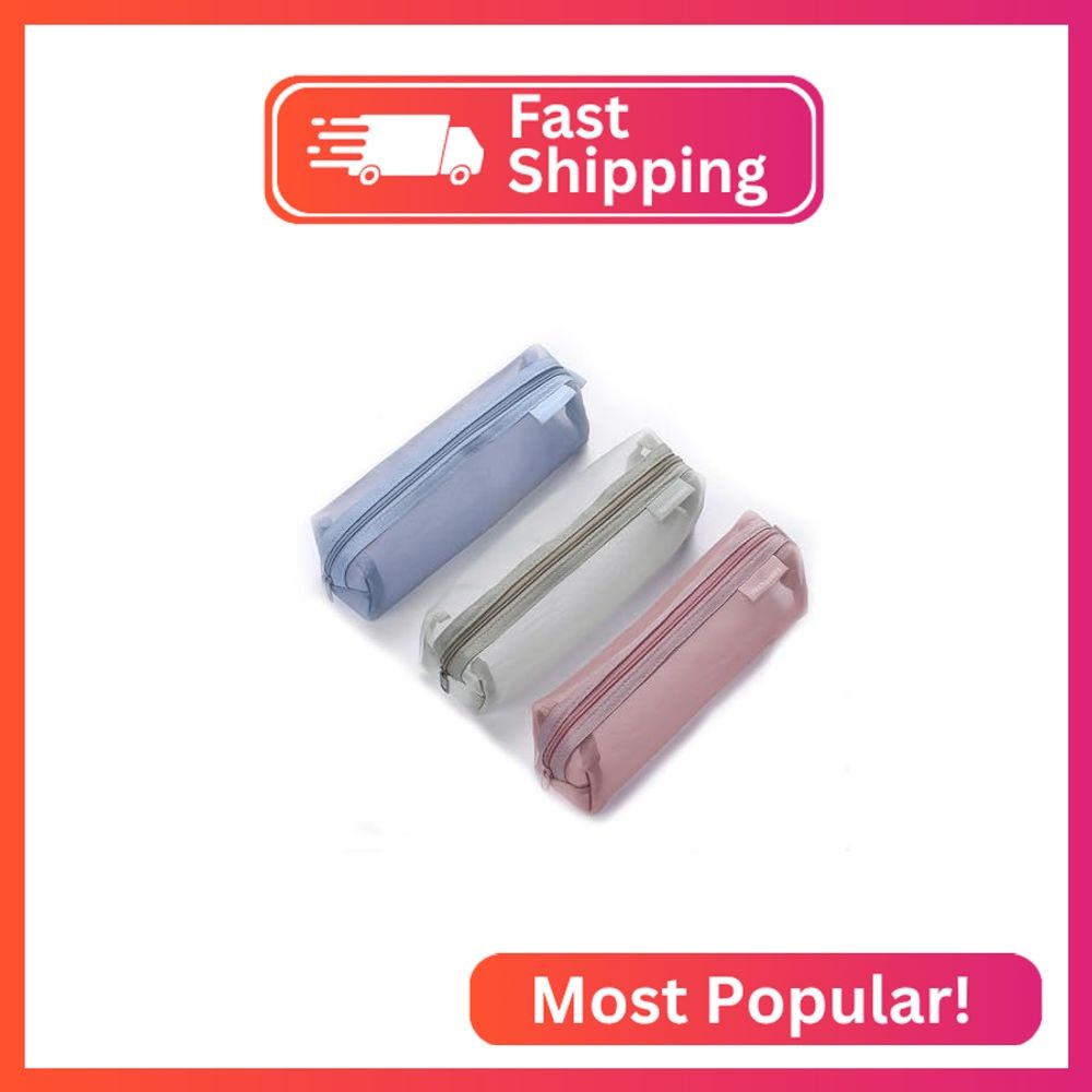 Gidary Mesh Cosmetic Bag Portable Clear Makeup Bags Mesh Zipper Pouch for Home O