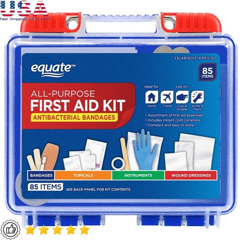 On the Go First Aid Kit 85 Pieces Camping Travel Office Auto School Emergency US