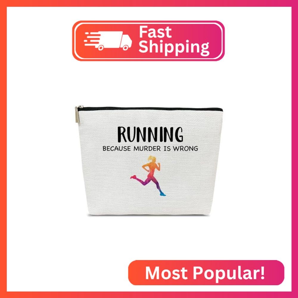 Ythuil Funny Running Gifts Makeup Bag, Runner Gifts for Marathon Gym Sport Women