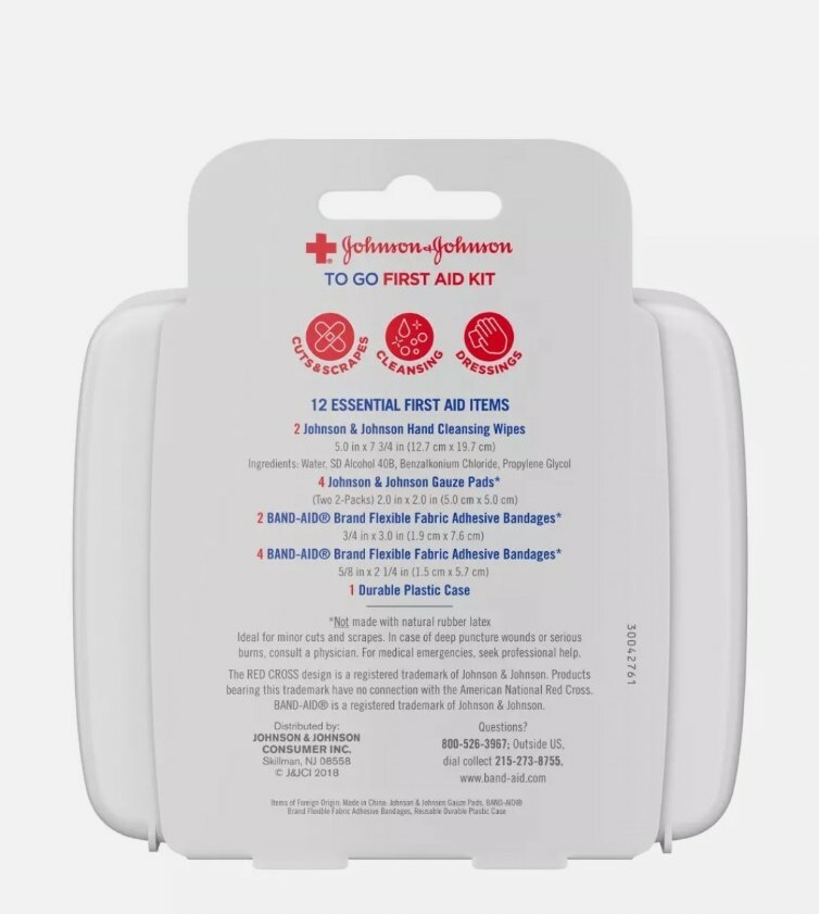 Johnson & Johnson First Aid To Go Kit 2 Pack Bandaids 12pc Each NWB