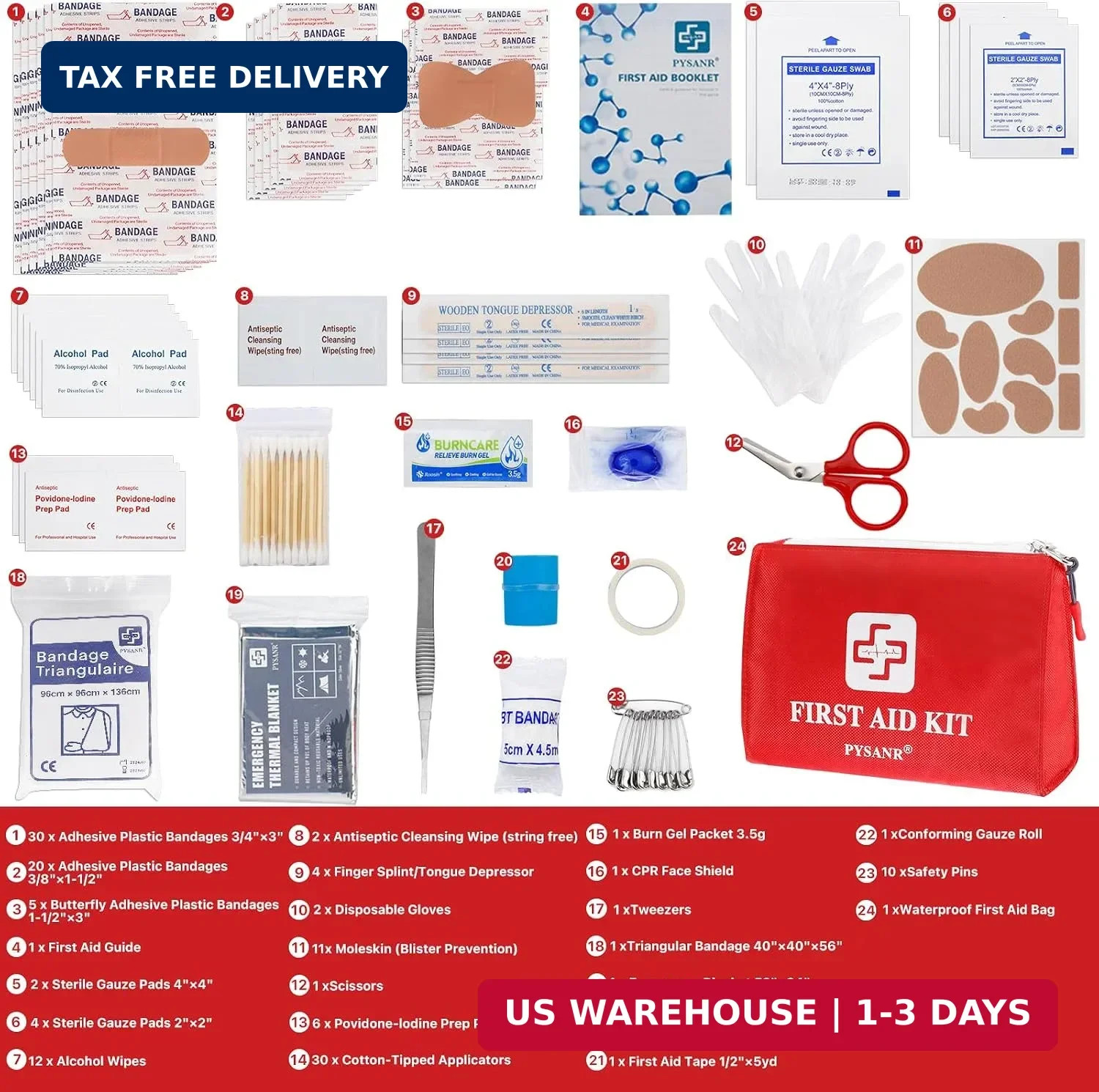 Small First Aid Kit, 150 Piece with Foil Blanket & Scissors, Mini First Aid Bag