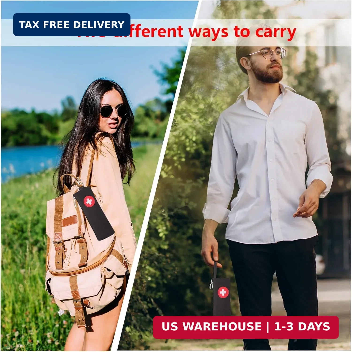EpiPen Carrying Case, 2 Pack Emergency Medical Bag with Carabiner, Medicine Bag