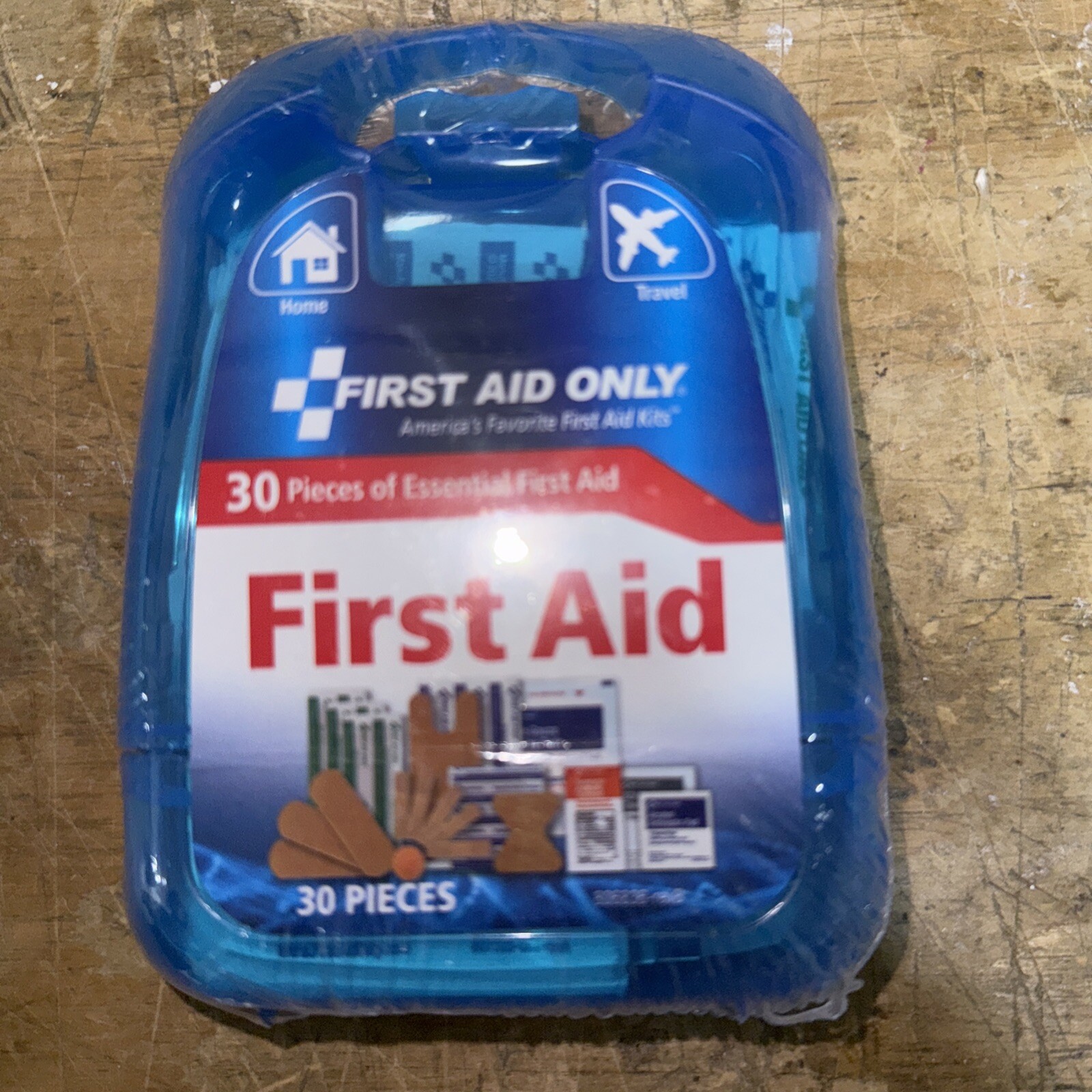 *NEW* Mini Clear Blue Plastic 30-Piece On The Go First Aid Kit Exp 07/2026