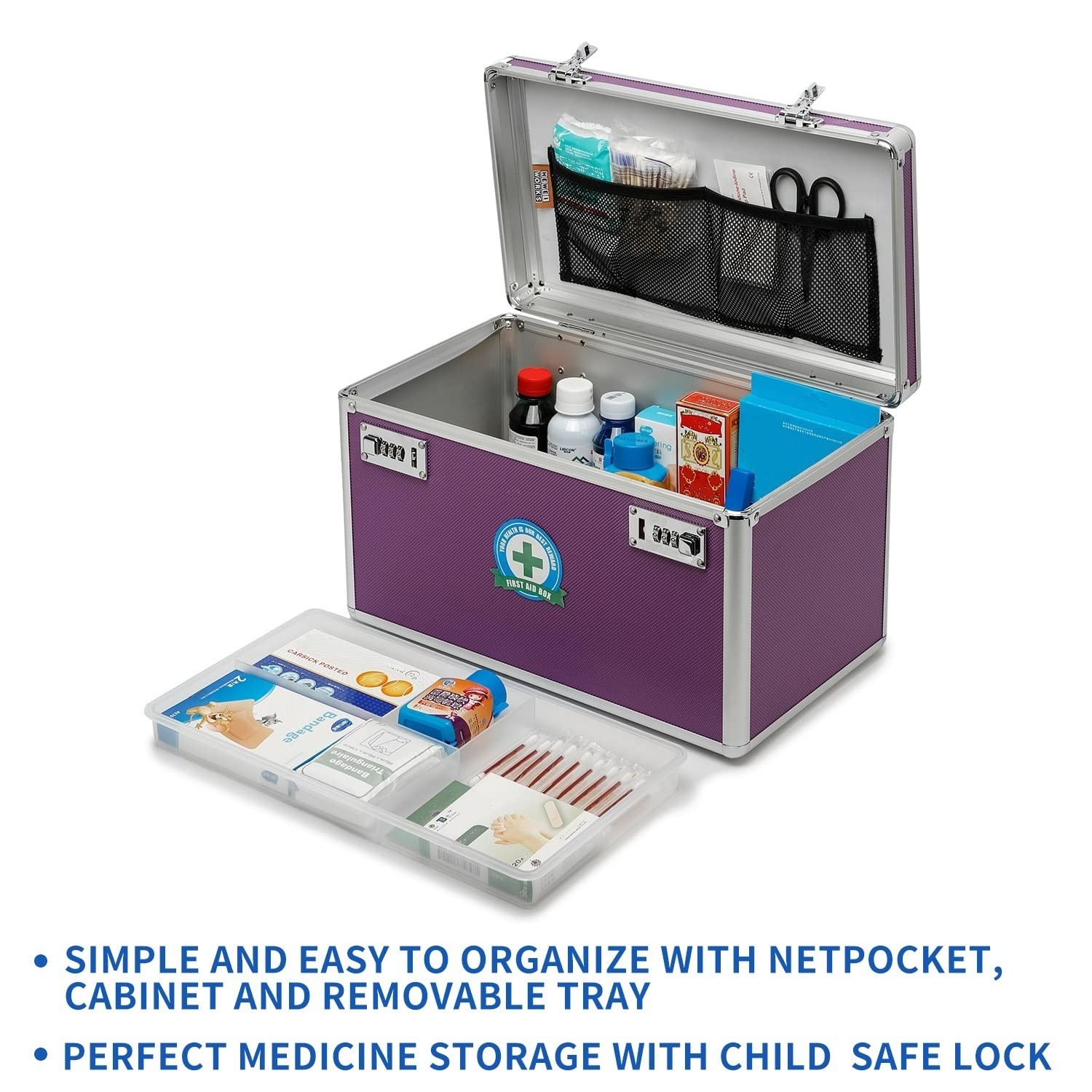 Locking Box with Portable Storage Case, 15x 8.7x 9.3, Childproof Medicine Org…