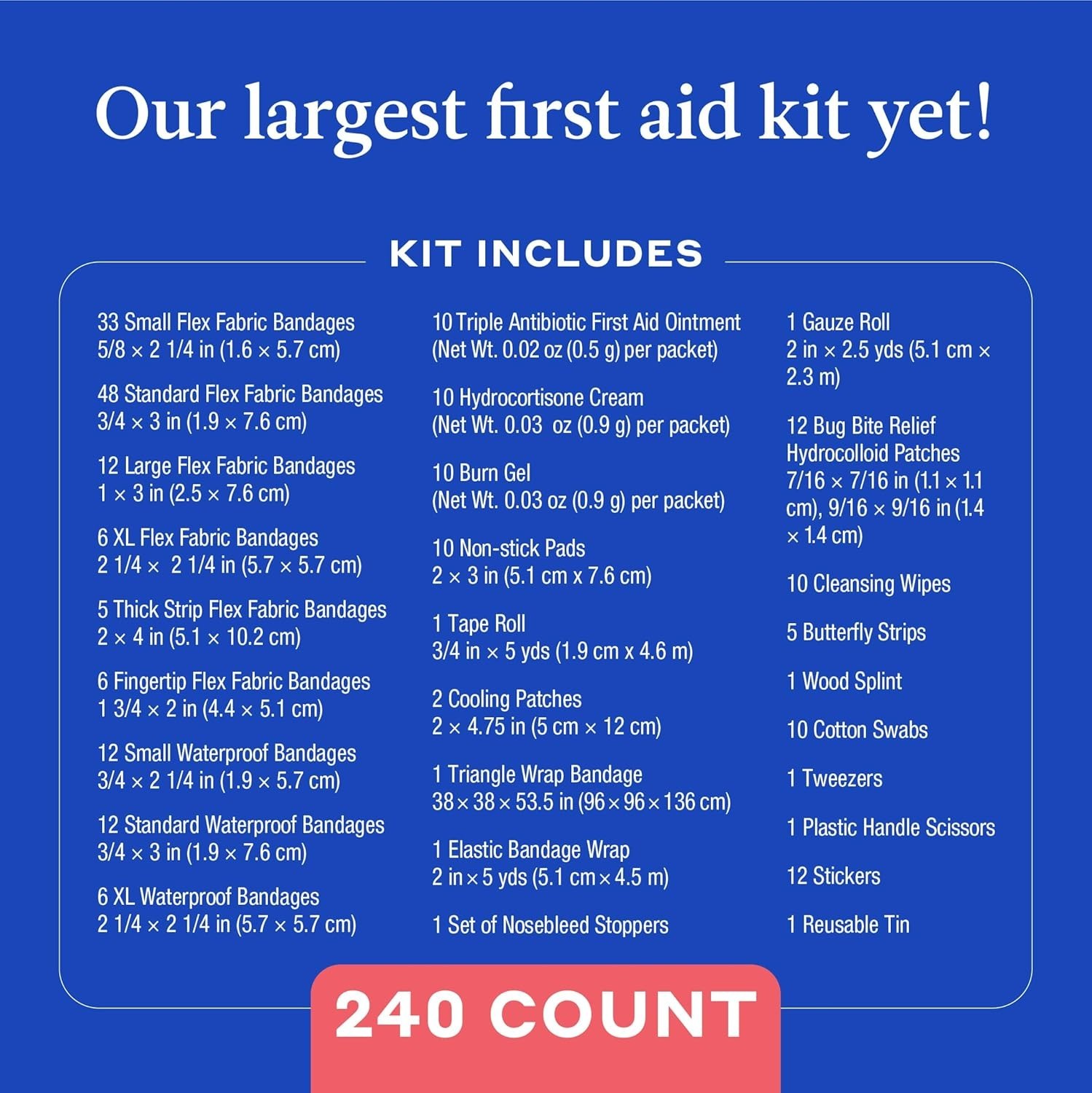 Comprehensive First Aid Kit – FSA Eligible – Adhesive Bandages, Tape and Non-…