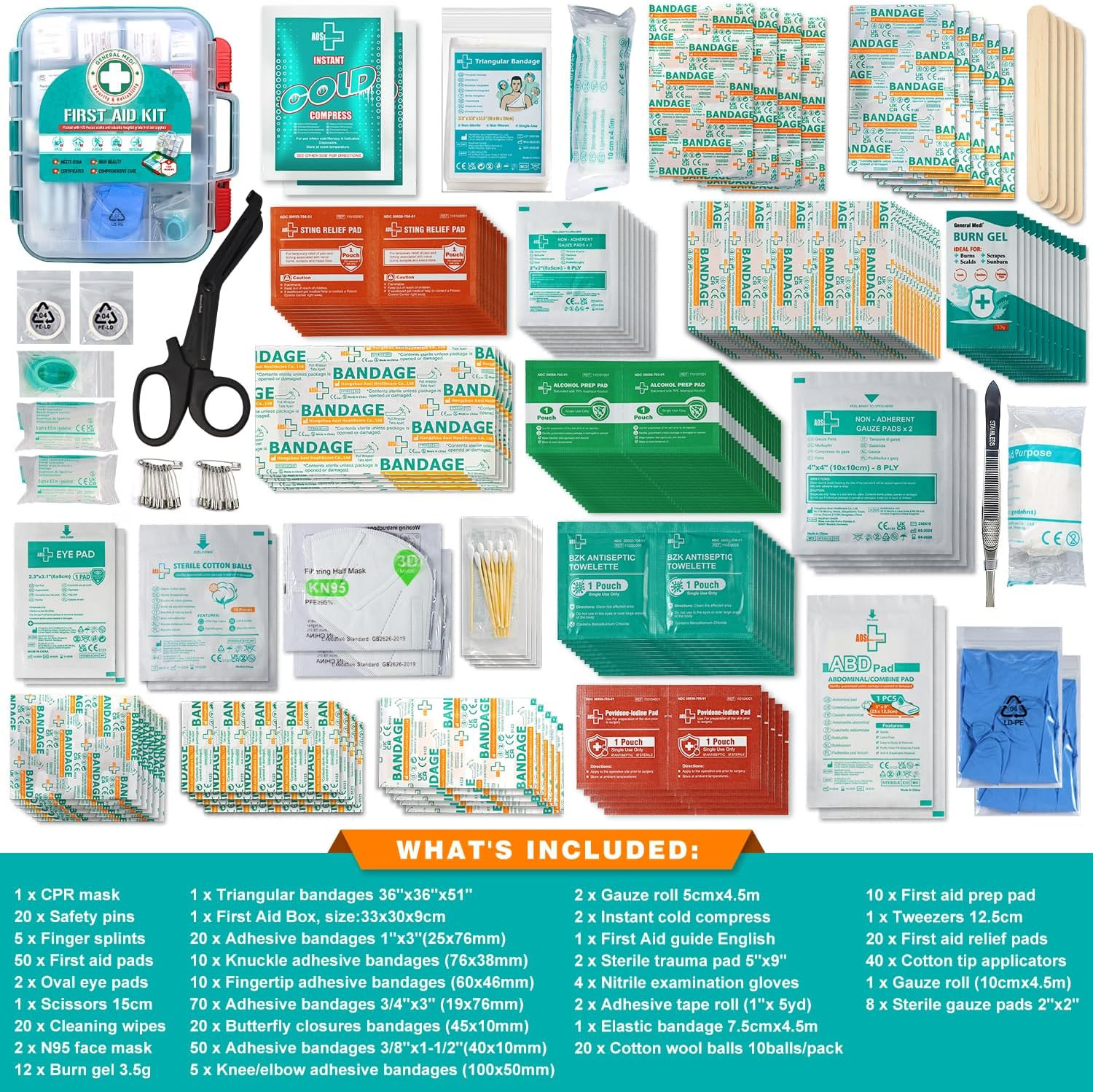 General Medi 420 Pieces Professional First Aid Kit – Hardcase First Aid Box – Co