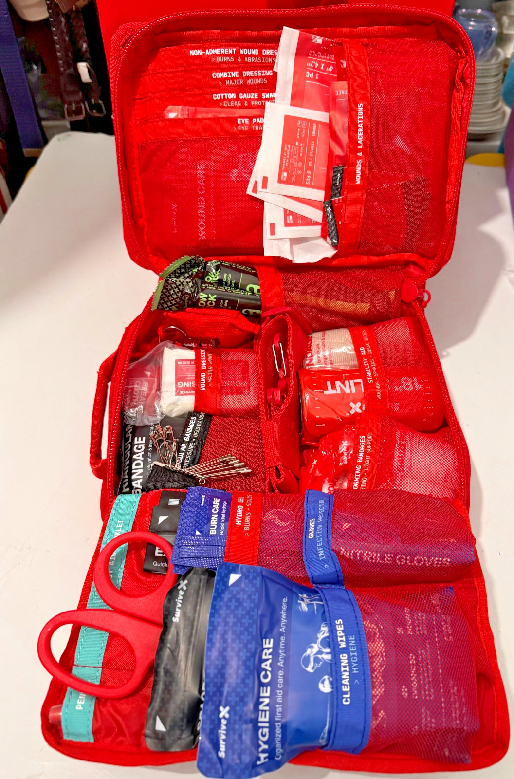 Survive X Large First Aid Kit Color Coded for Car Travel Home Camping Backpack