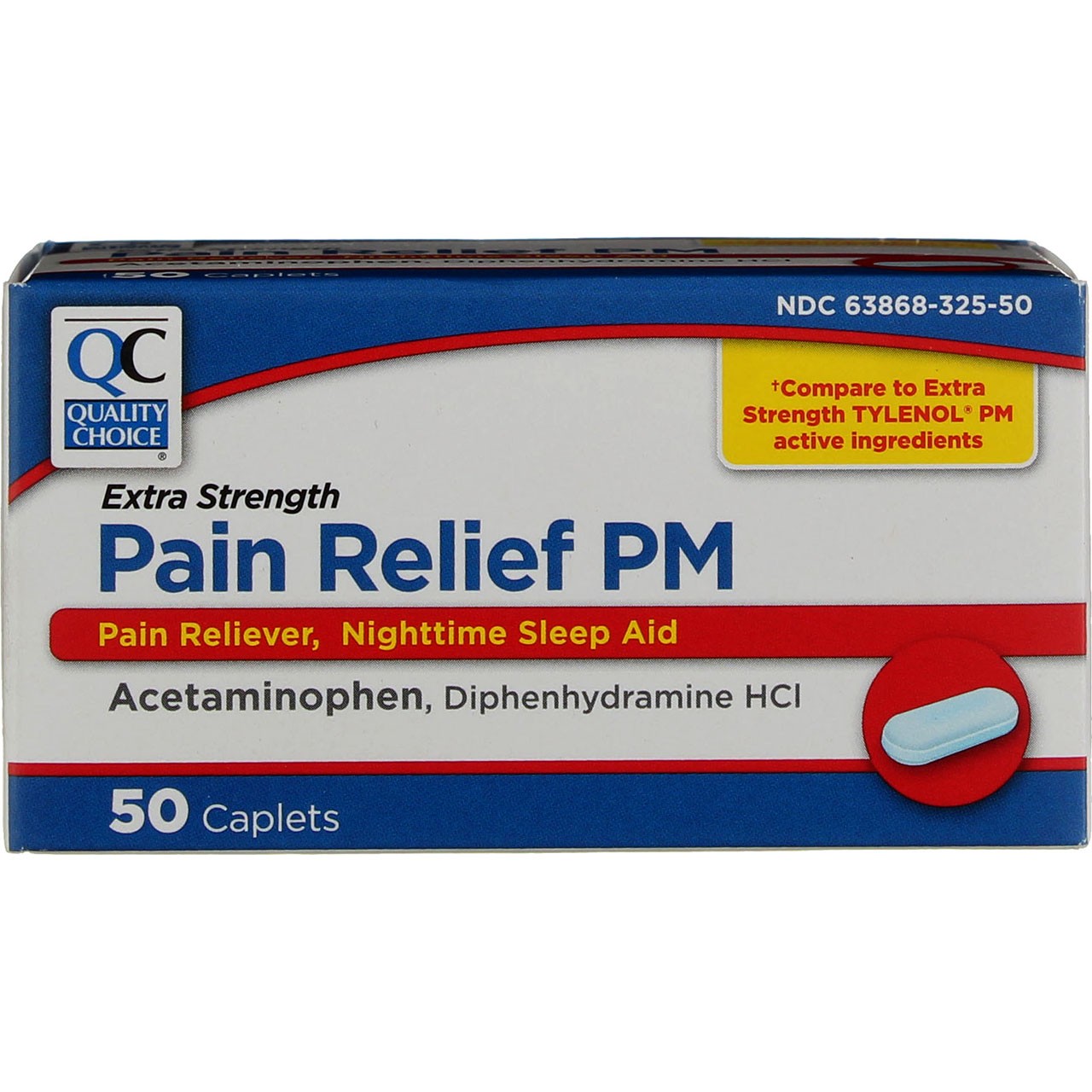 6 Pack Quality Choice Extra Strength PM Acetaminophen Caplets, 500 mg, 50 Ct